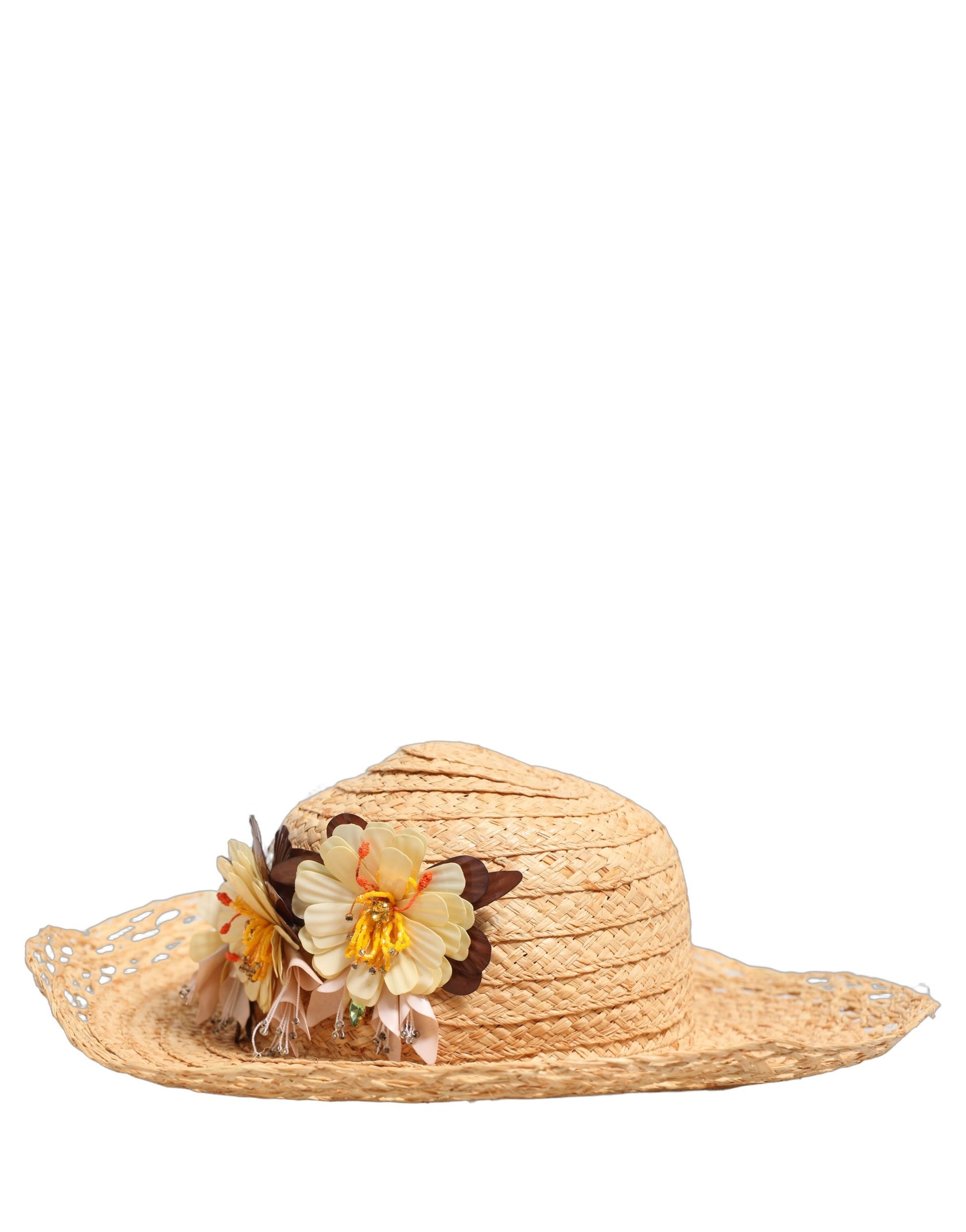 Chapeau Bob Dolce & Gabbana Femme Beige Large Bord Floral