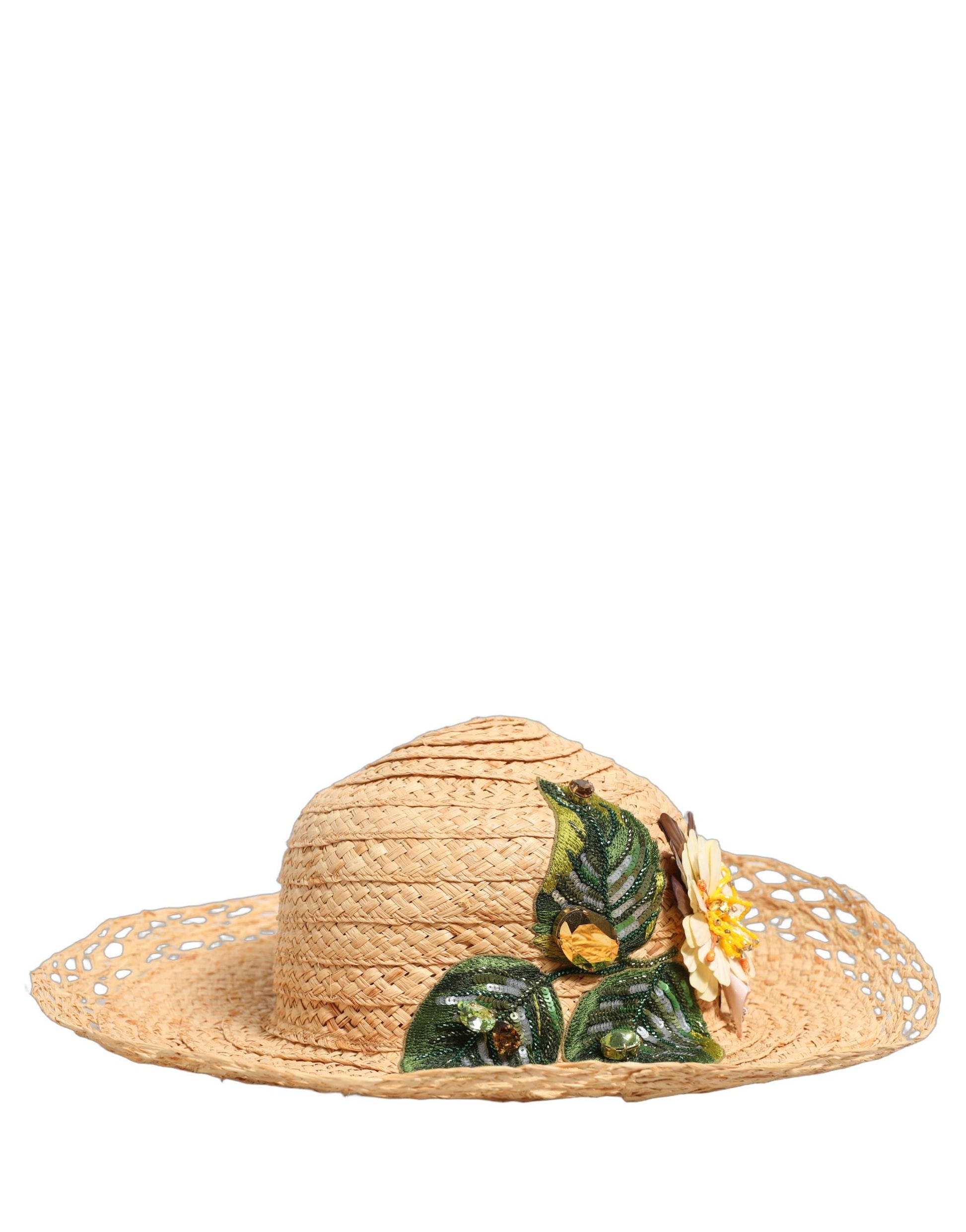 Chapeau Bob Dolce & Gabbana Femme Beige Large Bord Floral