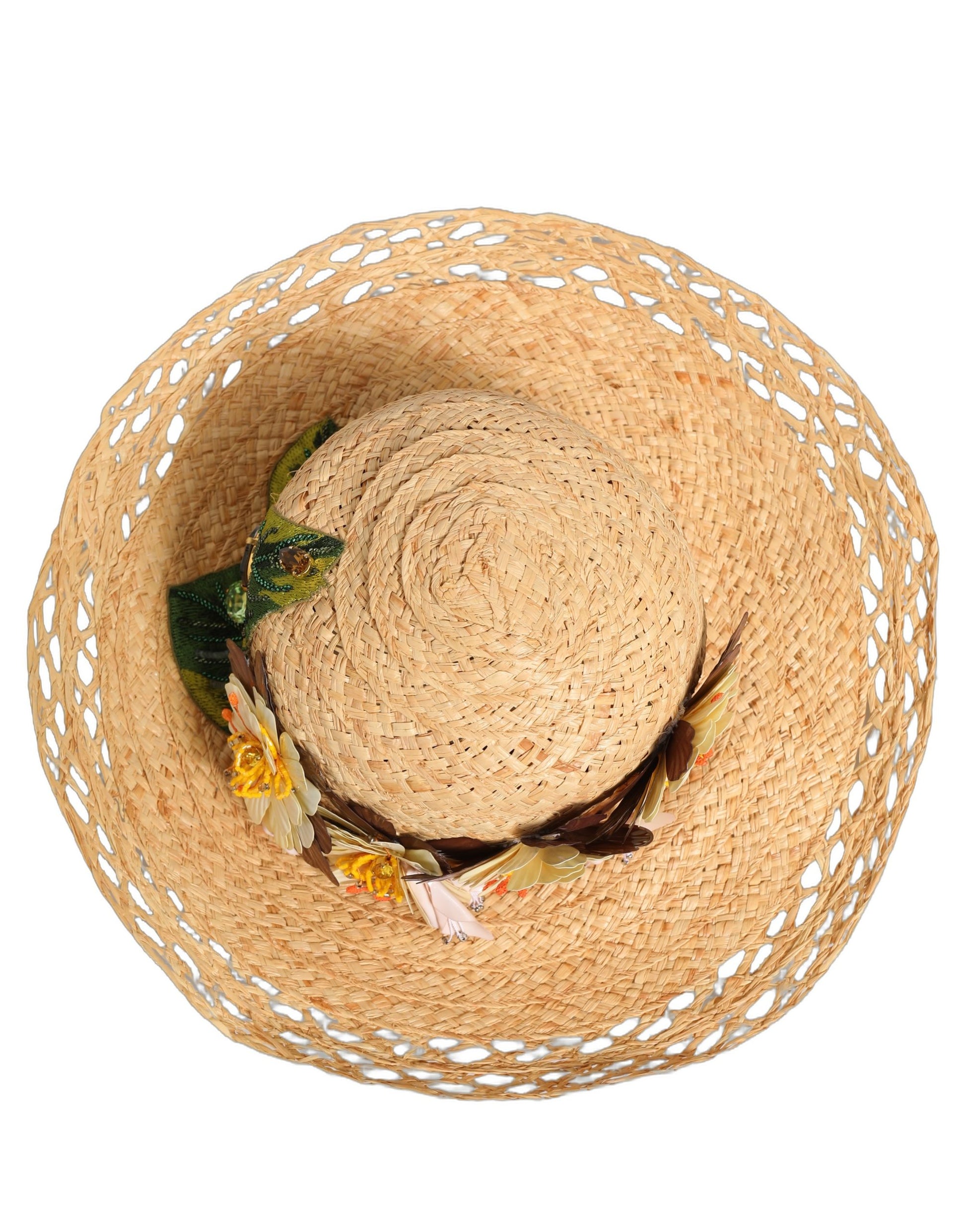 Chapeau Bob Dolce & Gabbana Femme Beige Large Bord Floral