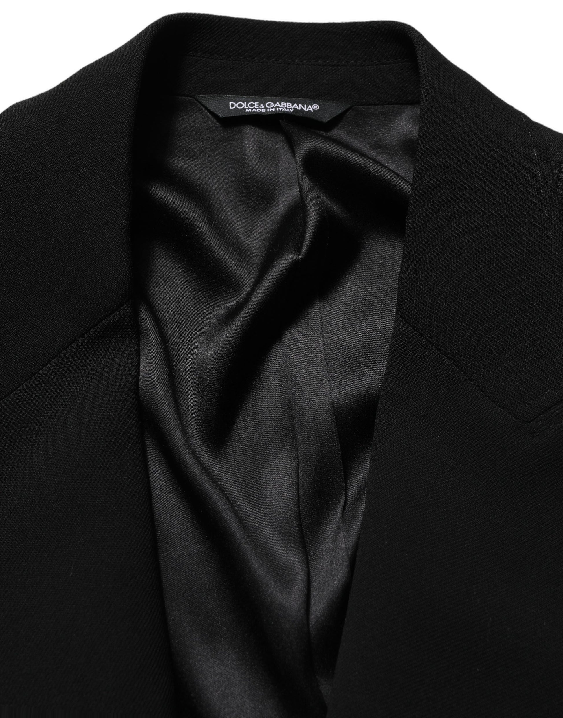 Veste de Blazer Homme Noire en Laine à Simple Boutonnage Dolce & Gabbana