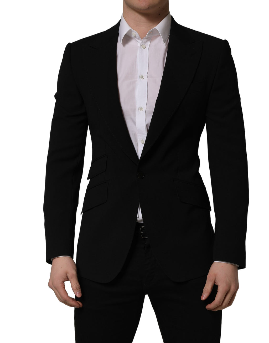 Veste de Blazer Homme Noire en Laine à Simple Boutonnage Dolce & Gabbana