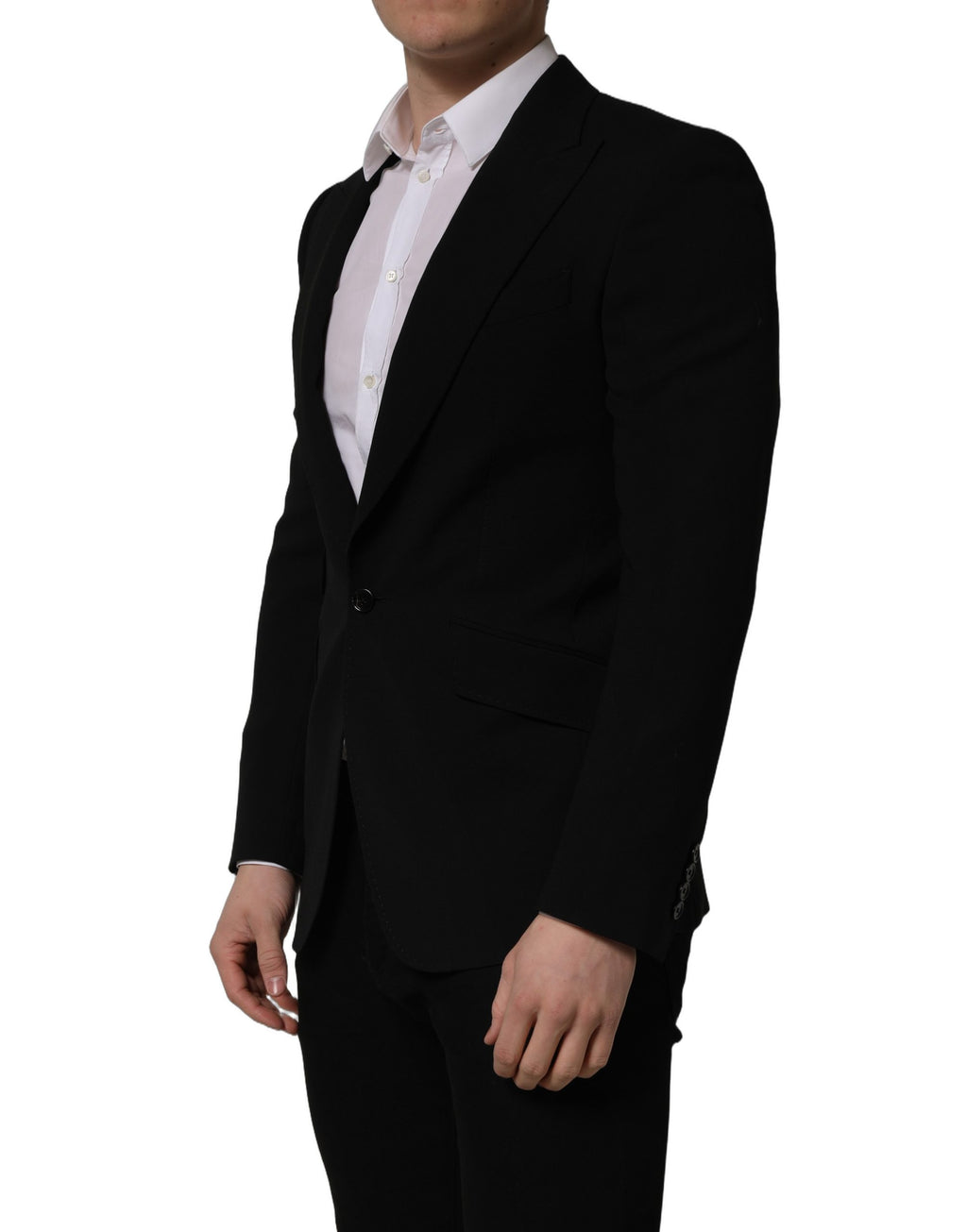 Veste de Blazer Homme Noire en Laine à Simple Boutonnage Dolce & Gabbana