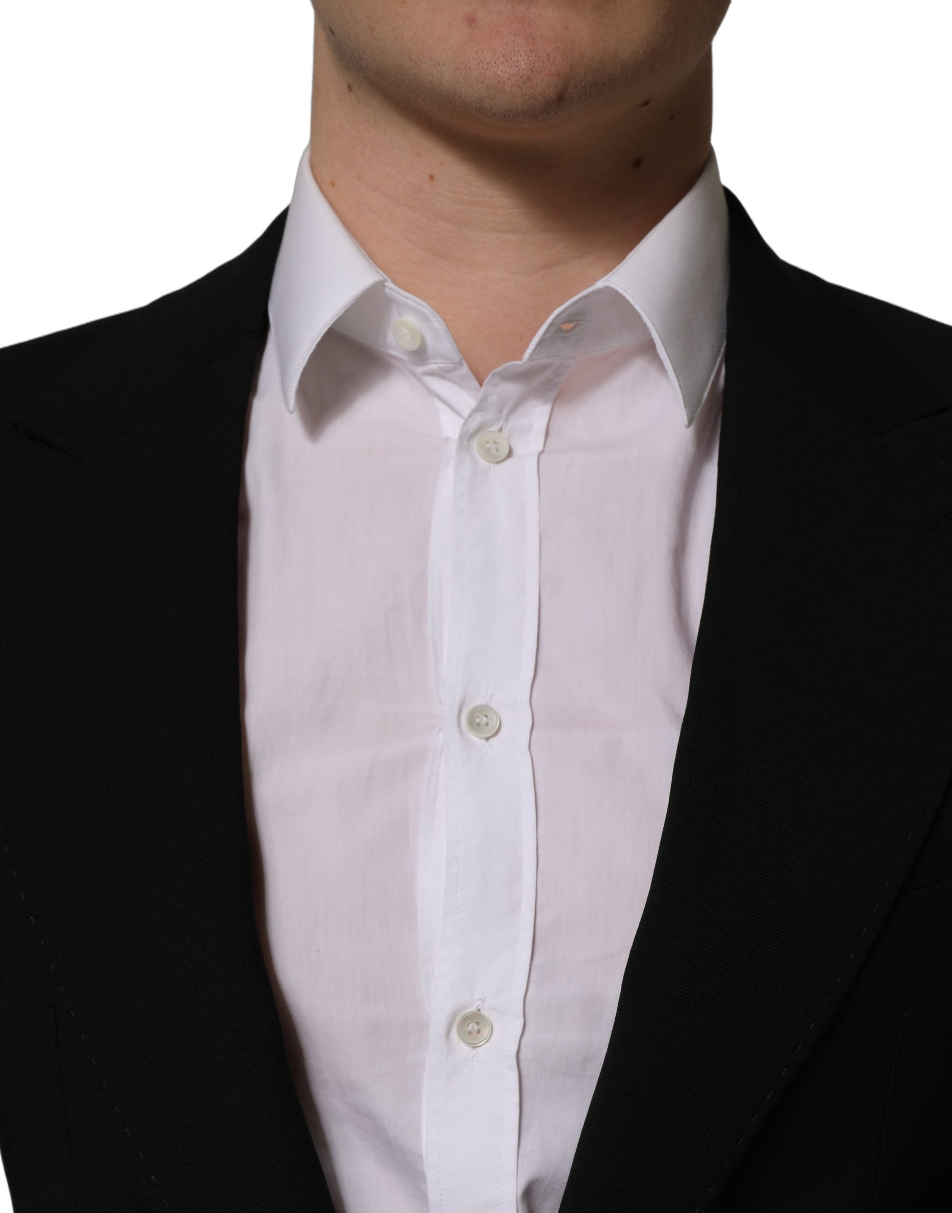 Veste de Blazer Homme Noire en Laine à Simple Boutonnage Dolce & Gabbana