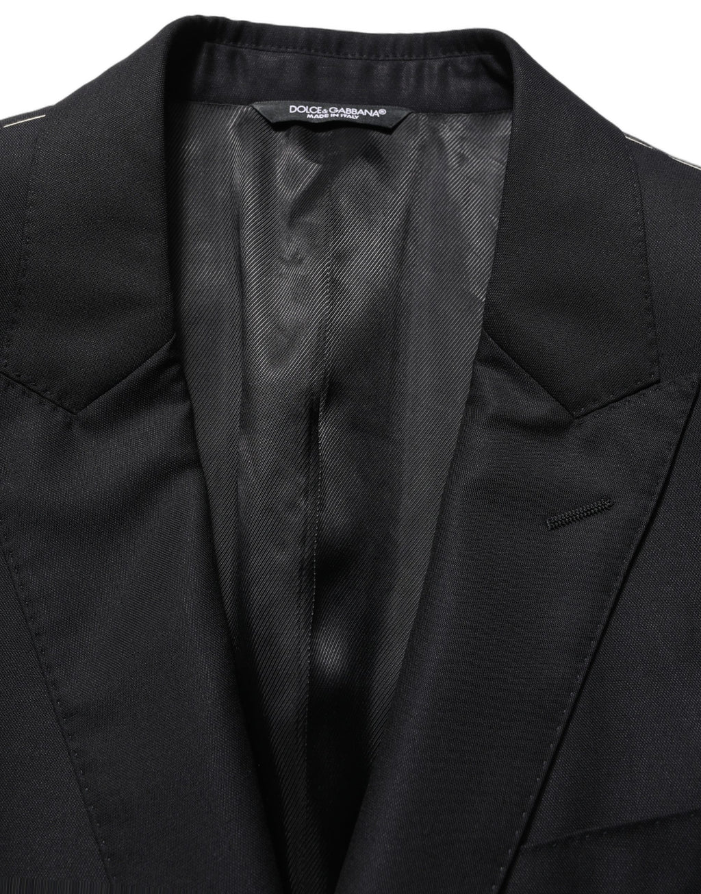 Veste de Blazer Homme Noire en Laine à Simple Boutonnage Dolce & Gabbana