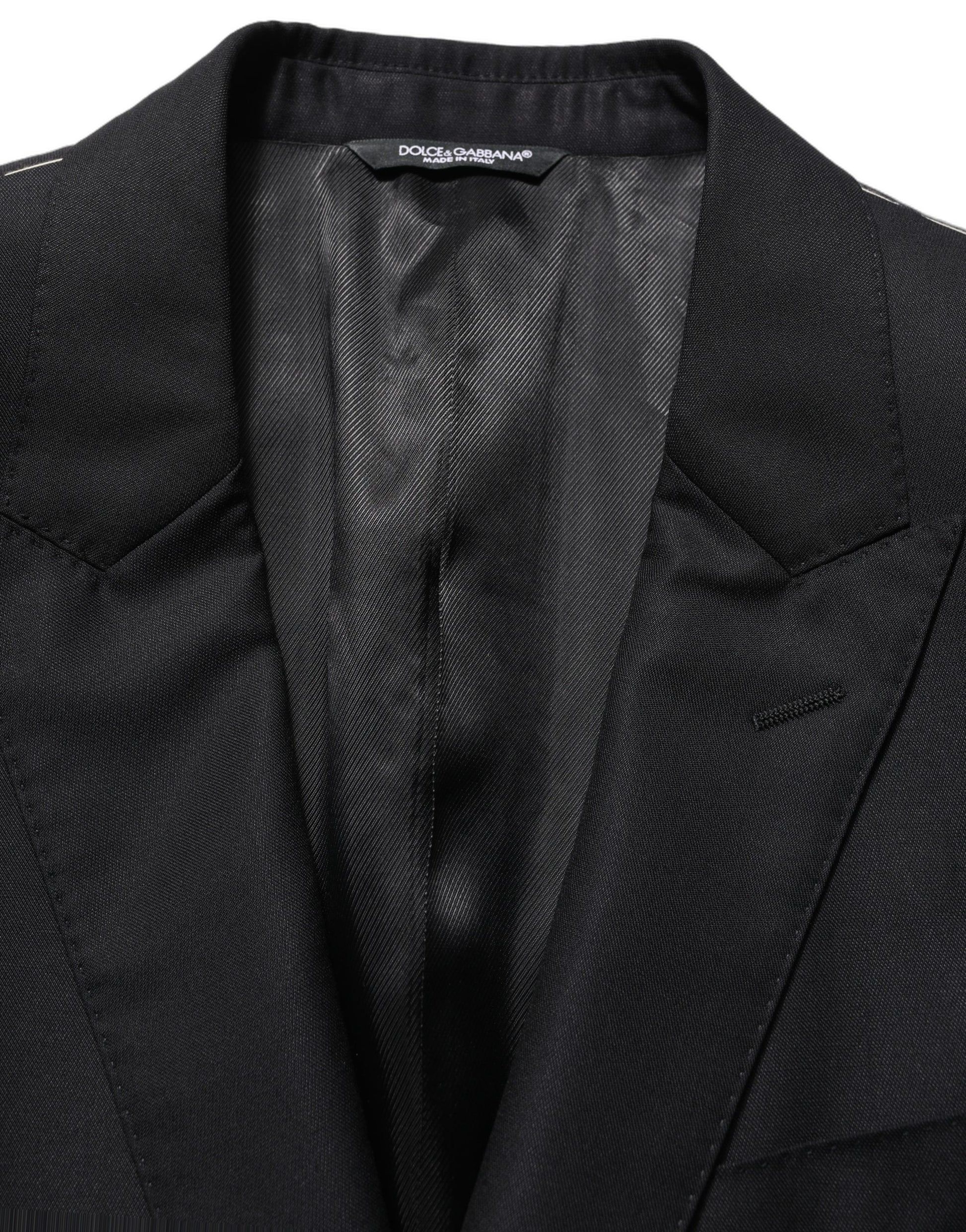 Veste de Blazer Homme Noire en Laine à Simple Boutonnage Dolce & Gabbana