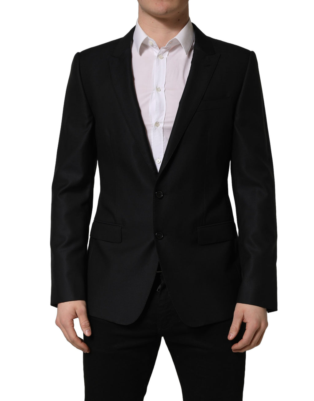 Veste de Blazer Homme Noire en Laine à Simple Boutonnage Dolce & Gabbana