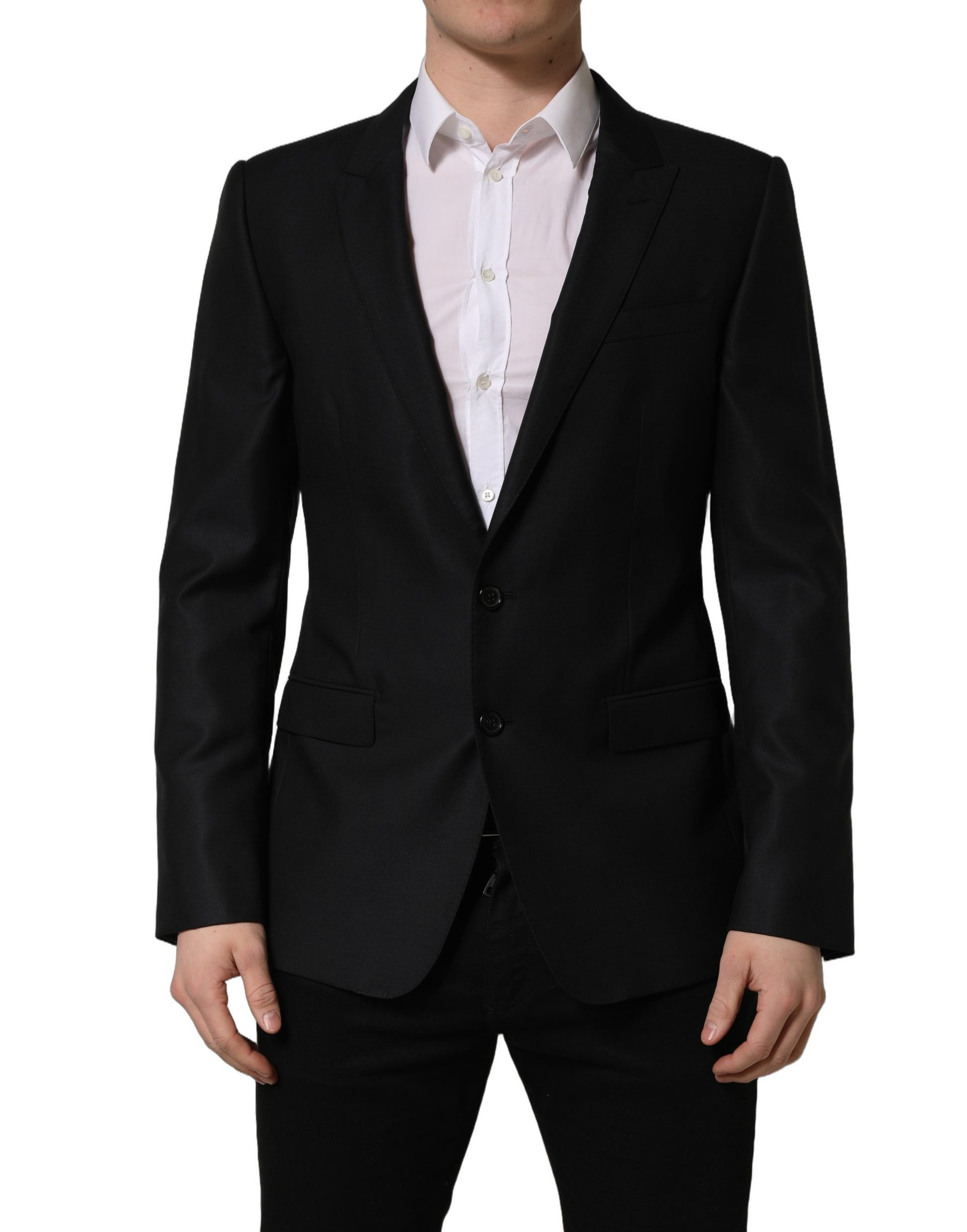 Veste de Blazer Homme Noire en Laine à Simple Boutonnage Dolce & Gabbana