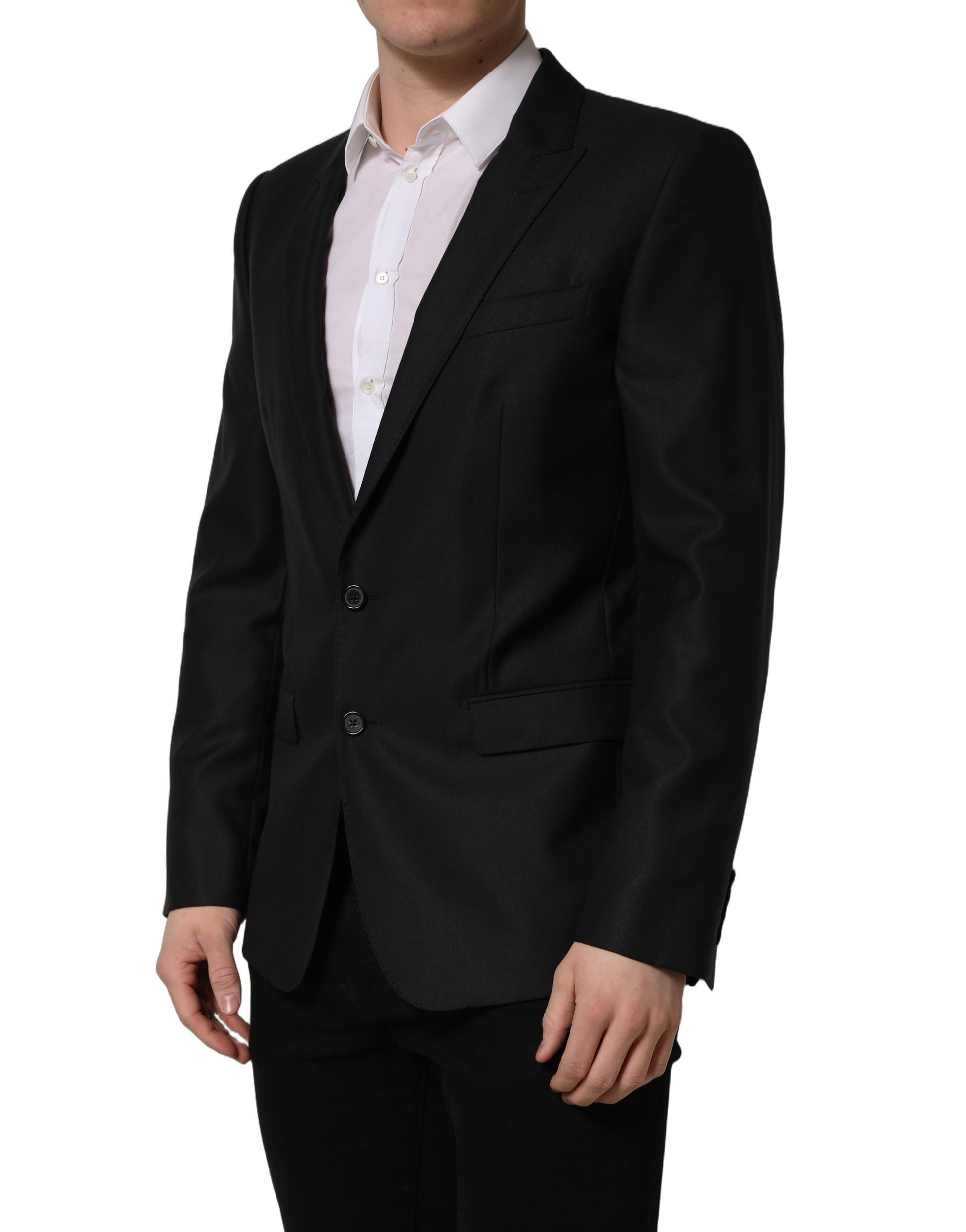 Veste de Blazer Homme Noire en Laine à Simple Boutonnage Dolce & Gabbana