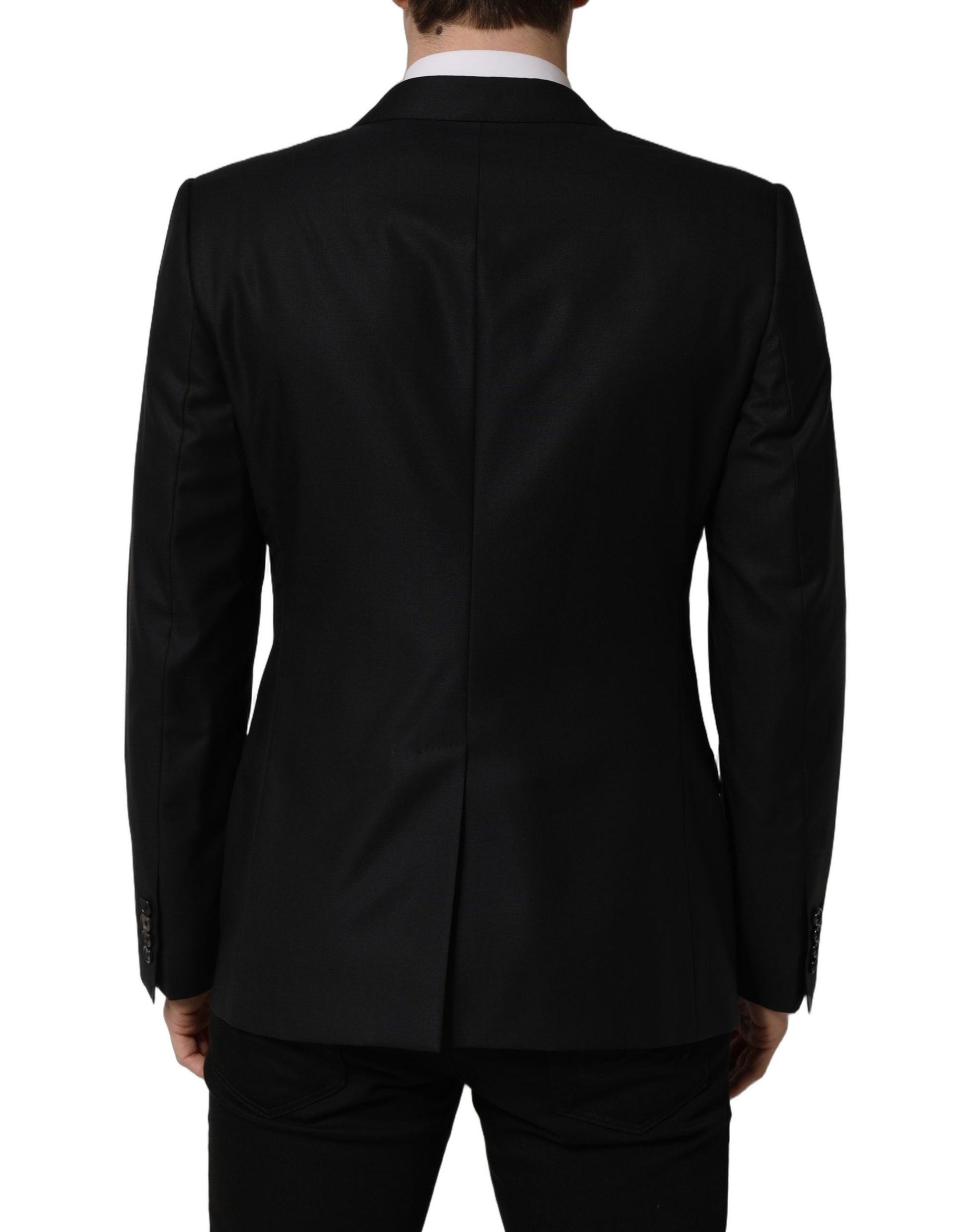 Veste de Blazer Homme Noire en Laine à Simple Boutonnage Dolce & Gabbana