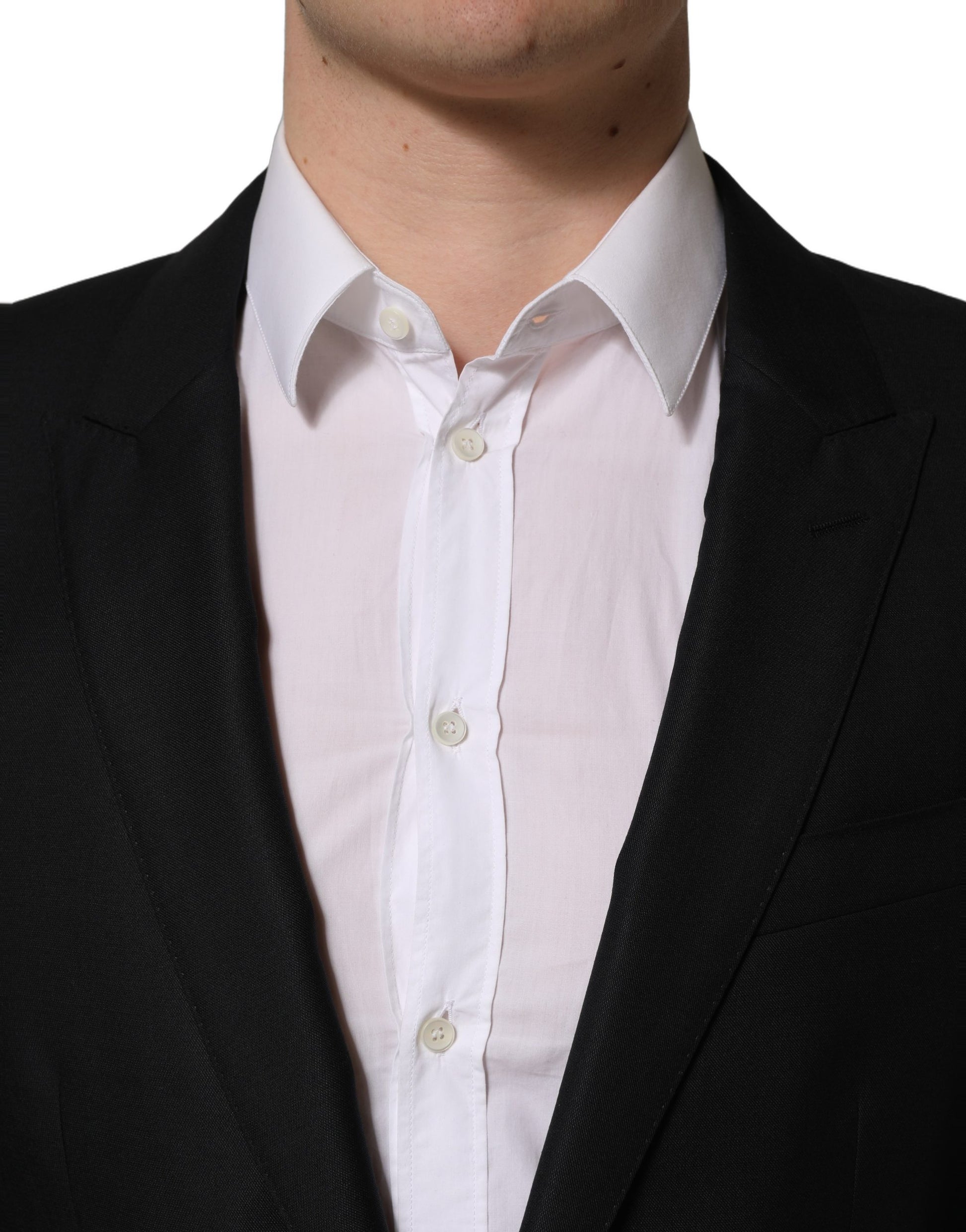 Veste de Blazer Homme Noire en Laine à Simple Boutonnage Dolce & Gabbana