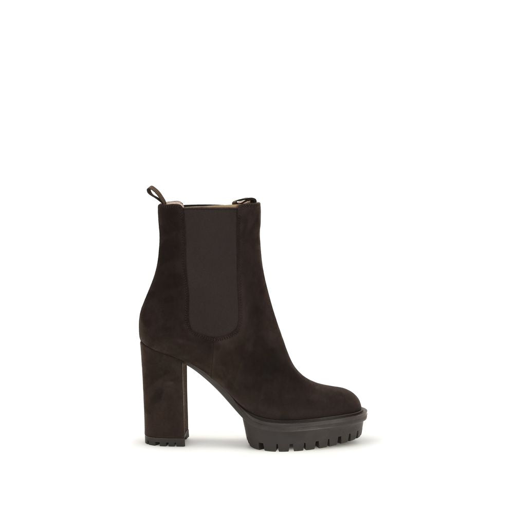 Bottines Gianvito Rossi en cuir de veau marron Bos Taurus