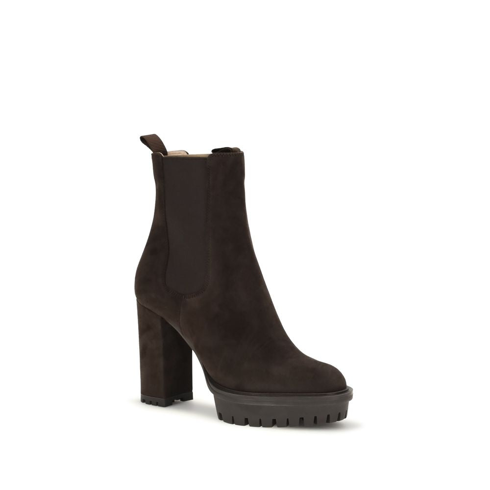 Bottines Gianvito Rossi en cuir de veau marron Bos Taurus