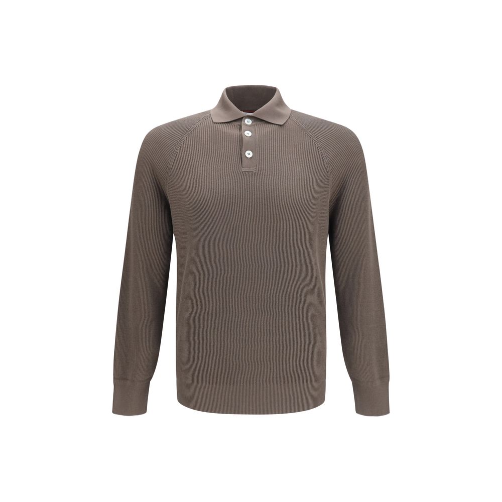 Polo Brunello Cucinelli en coton marron