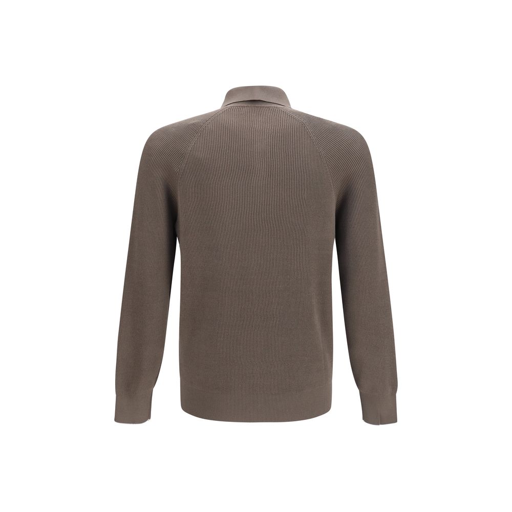 Polo Brunello Cucinelli en coton marron