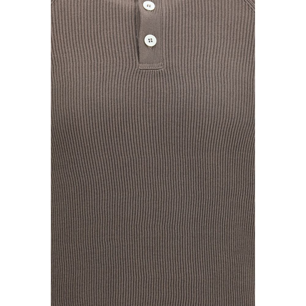 Polo Brunello Cucinelli en coton marron