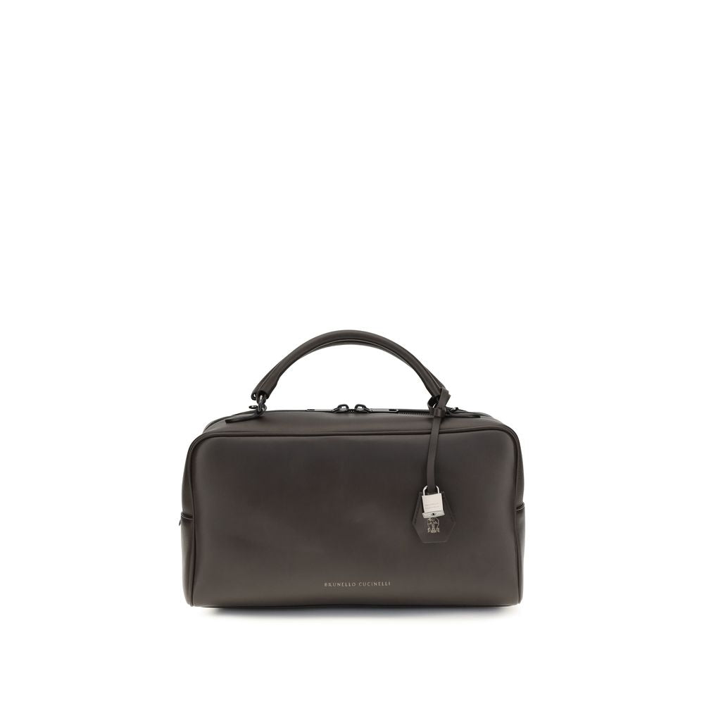 Sac à main Brunello Cucinelli en cuir de veau marron Bos Taurus