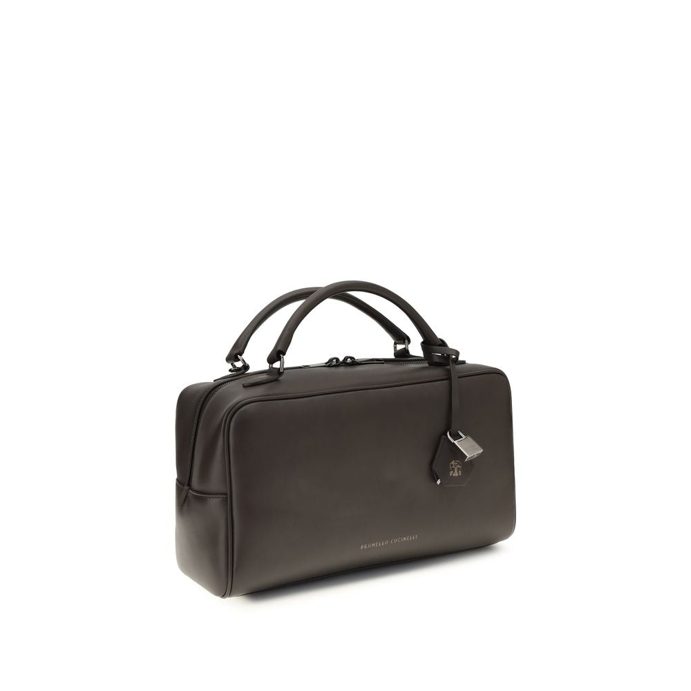 Sac à main Brunello Cucinelli en cuir de veau marron Bos Taurus