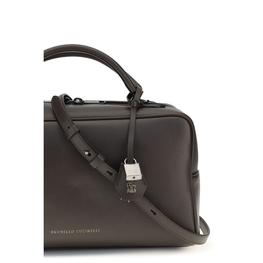 Sac à main Brunello Cucinelli en cuir de veau marron Bos Taurus