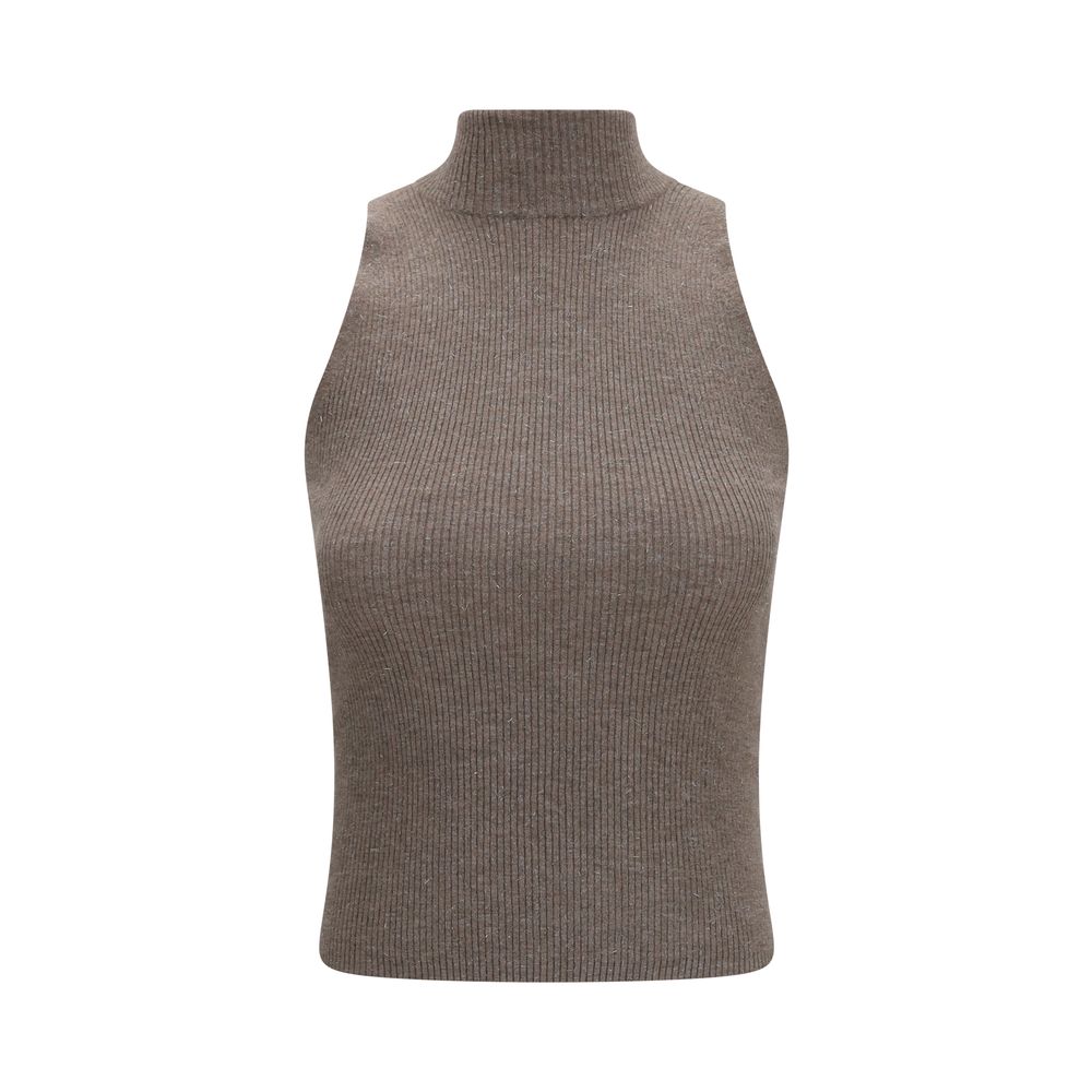 Pull sans manches Brunello Cucinelli en cachemire marron