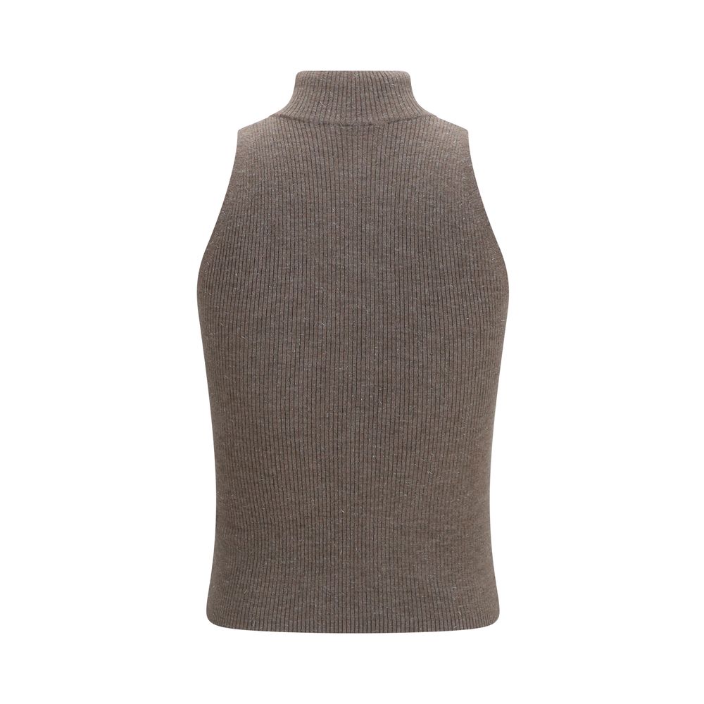 Pull sans manches Brunello Cucinelli en cachemire marron