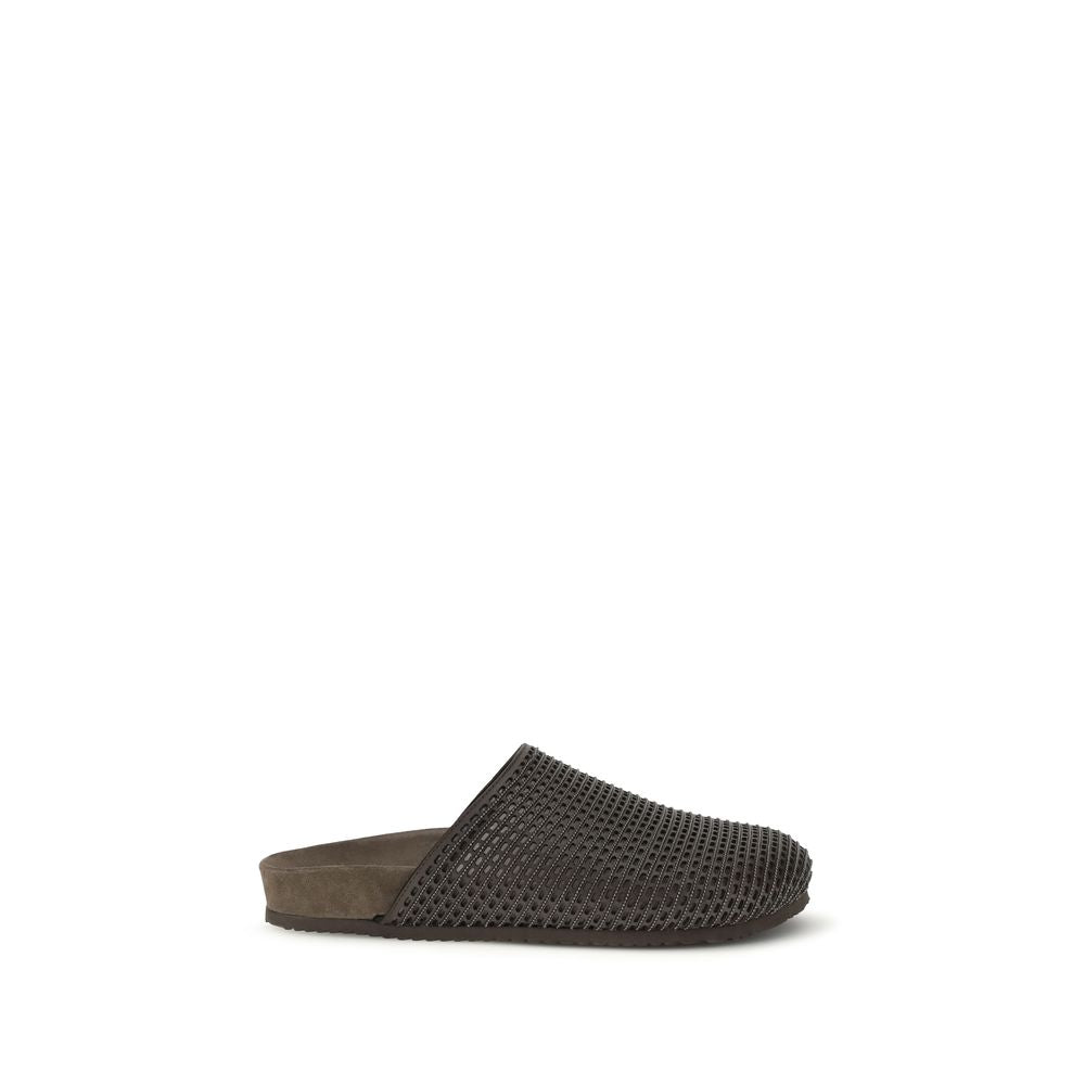 Brunello Cucinelli Mules en cuir de veau marron Bos Taurus