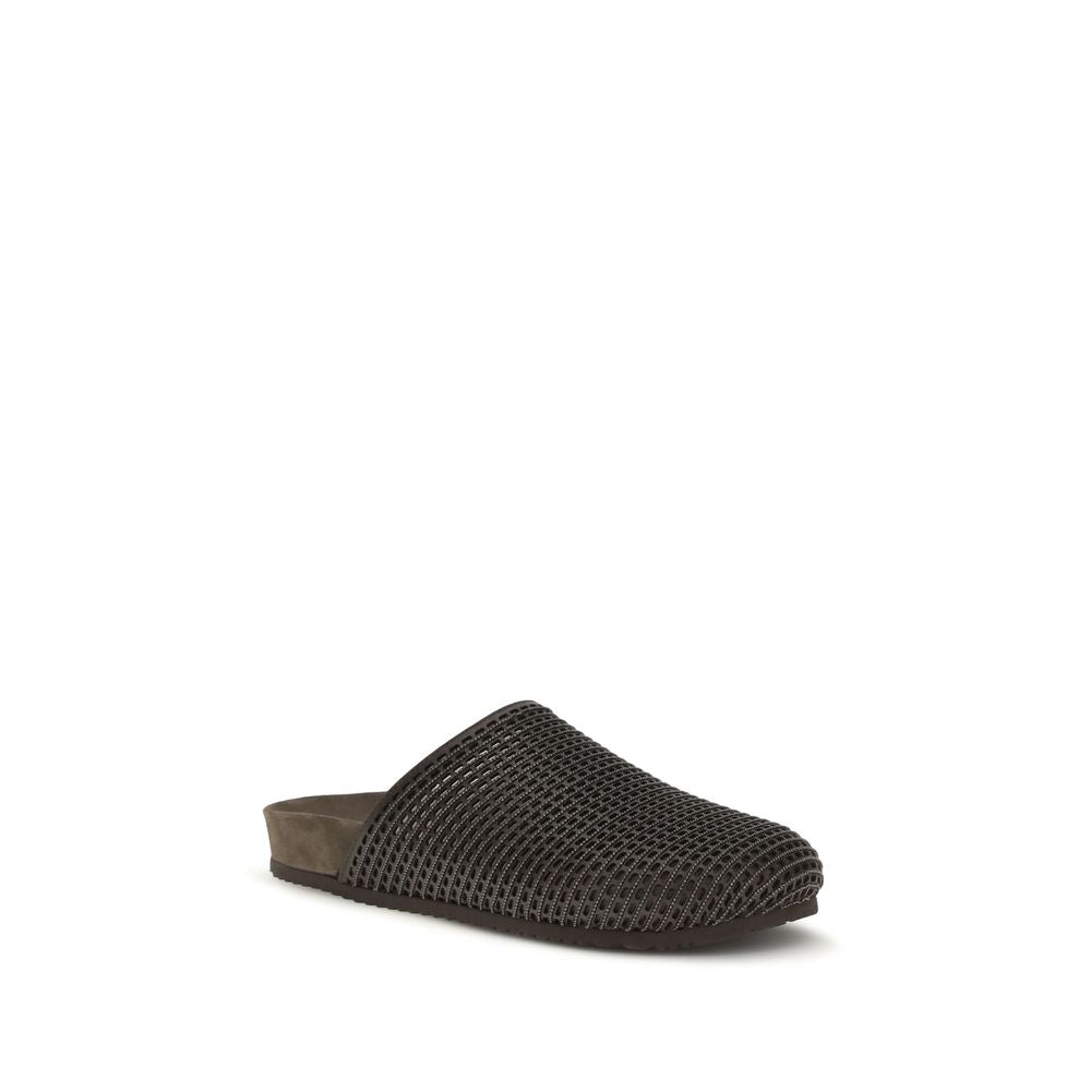 Brunello Cucinelli Mules en cuir de veau marron Bos Taurus