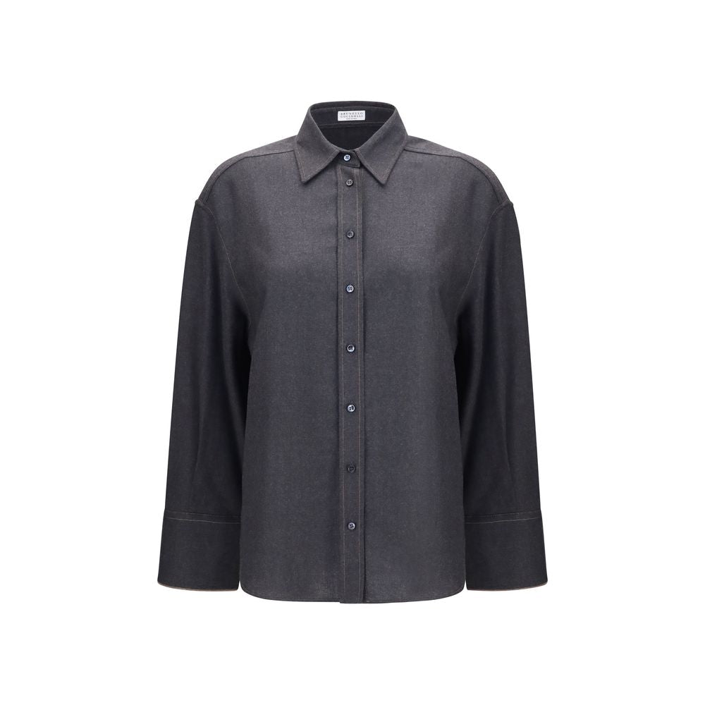 Chemise Brunello Cucinelli en laine grise Oves Aries