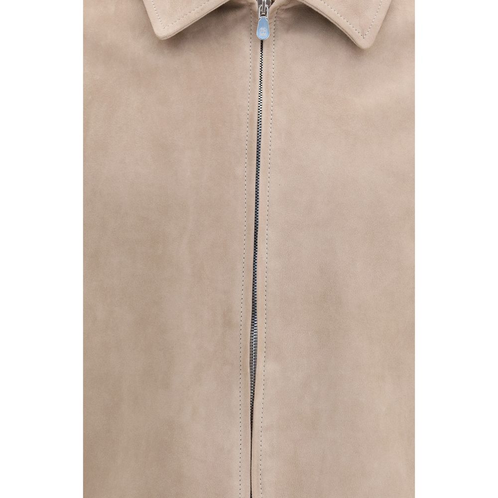 Veste en cuir de veau Bos Taurus beige Brunello Cucinelli