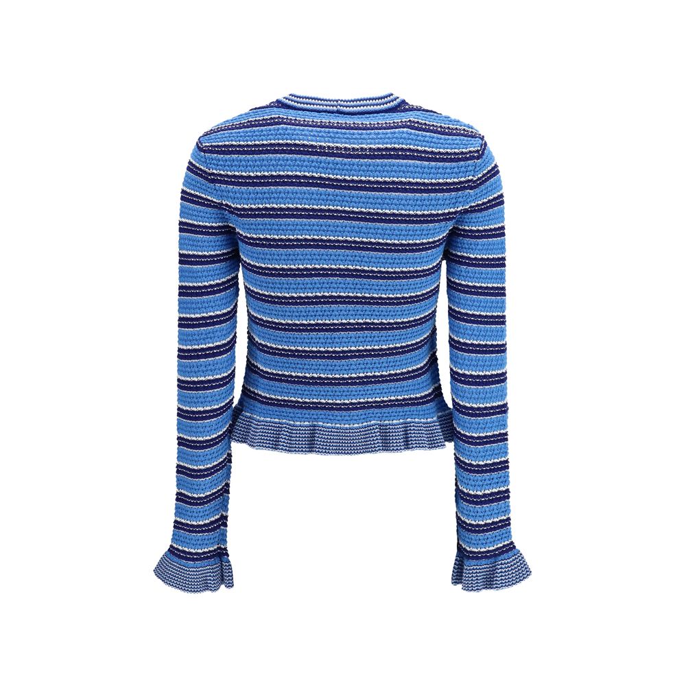 Cardigan en coton bleu Ganni
