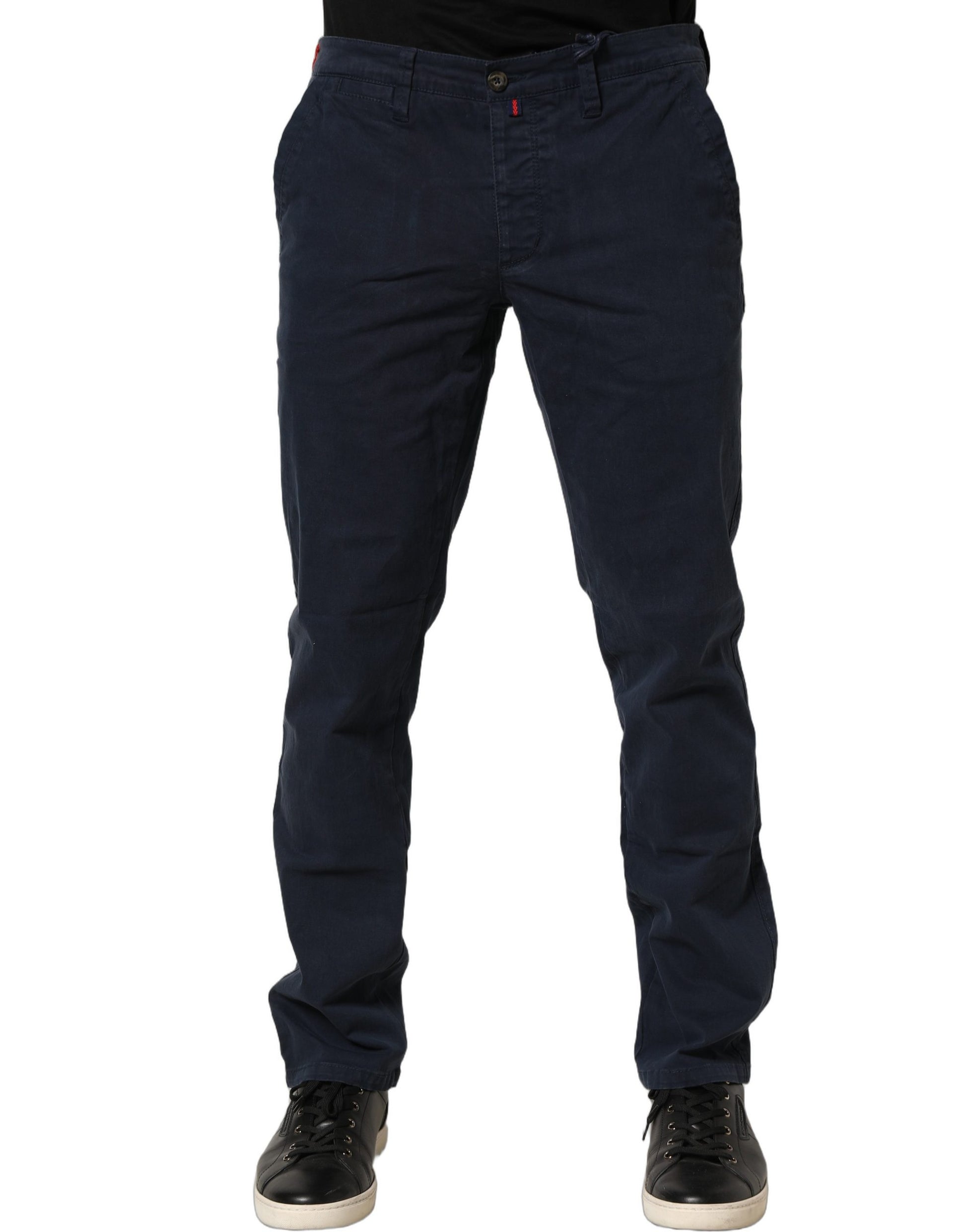 Pantalon Chino Skinny Taille Moyenne Bleu Marine Domenico Tagliente Pour Homme