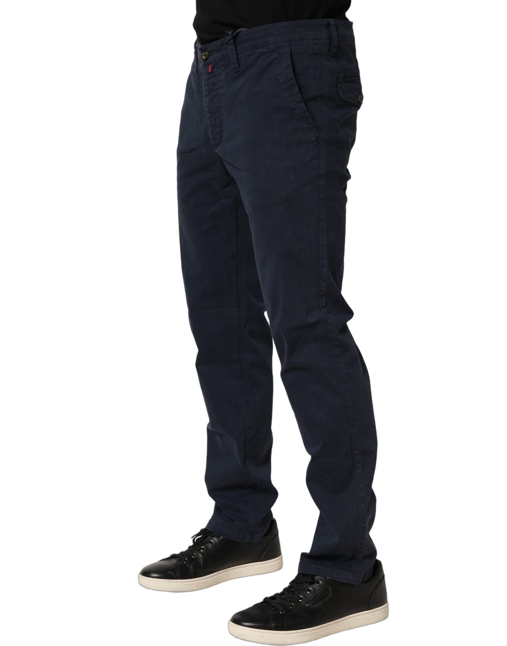 Pantalon Chino Skinny Taille Moyenne Bleu Marine Domenico Tagliente Pour Homme