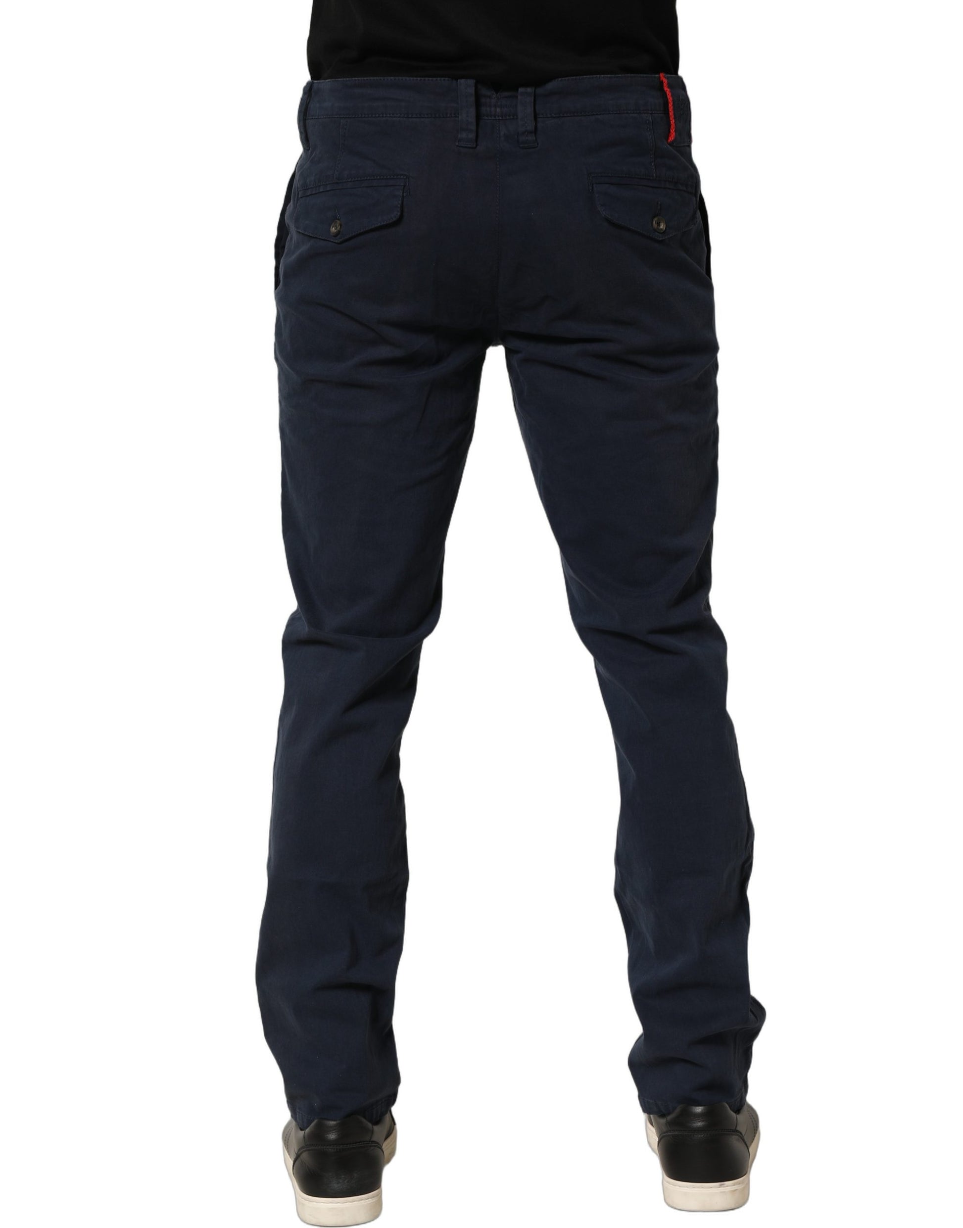 Pantalon Chino Skinny Taille Moyenne Bleu Marine Domenico Tagliente Pour Homme