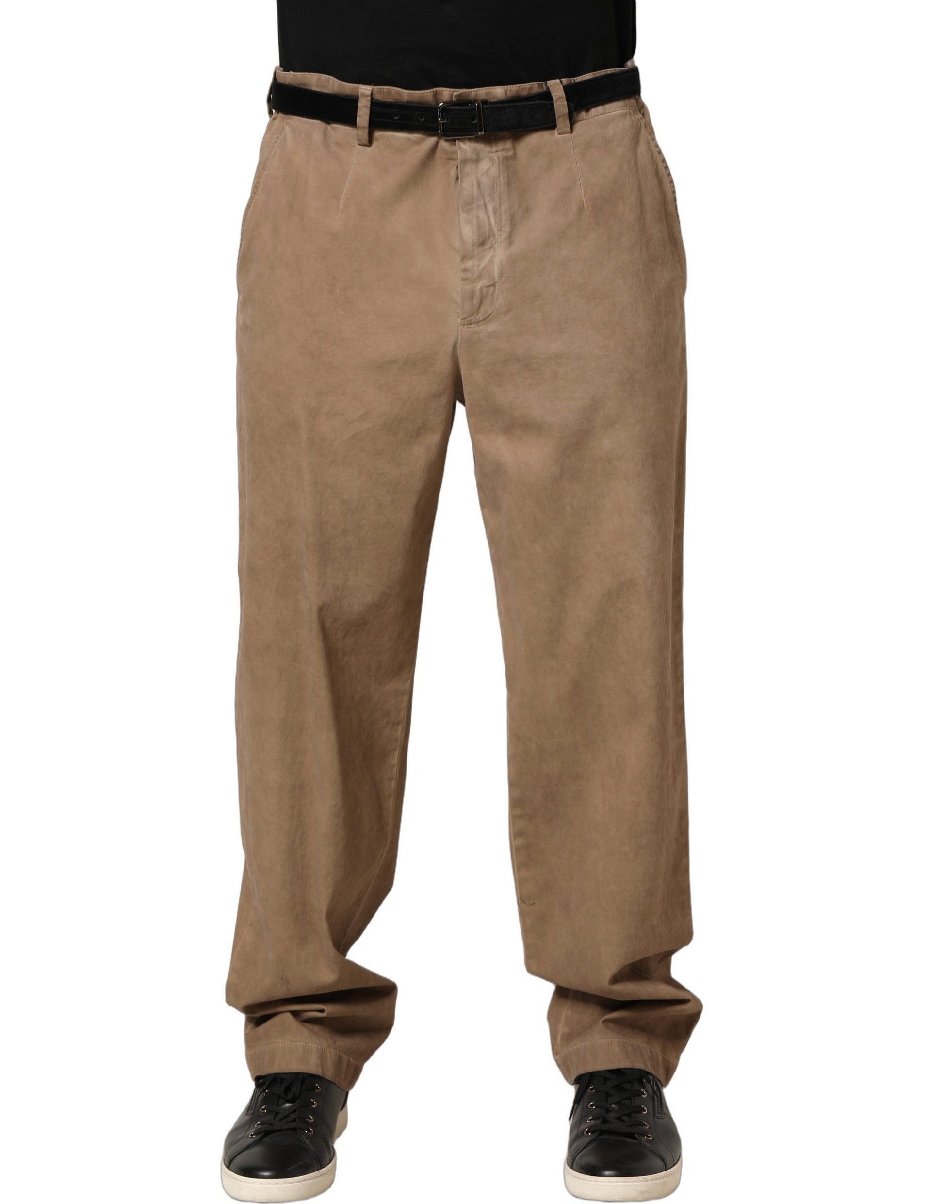 Pantalon droit en coton beige pour homme Dolce & Gabbana
