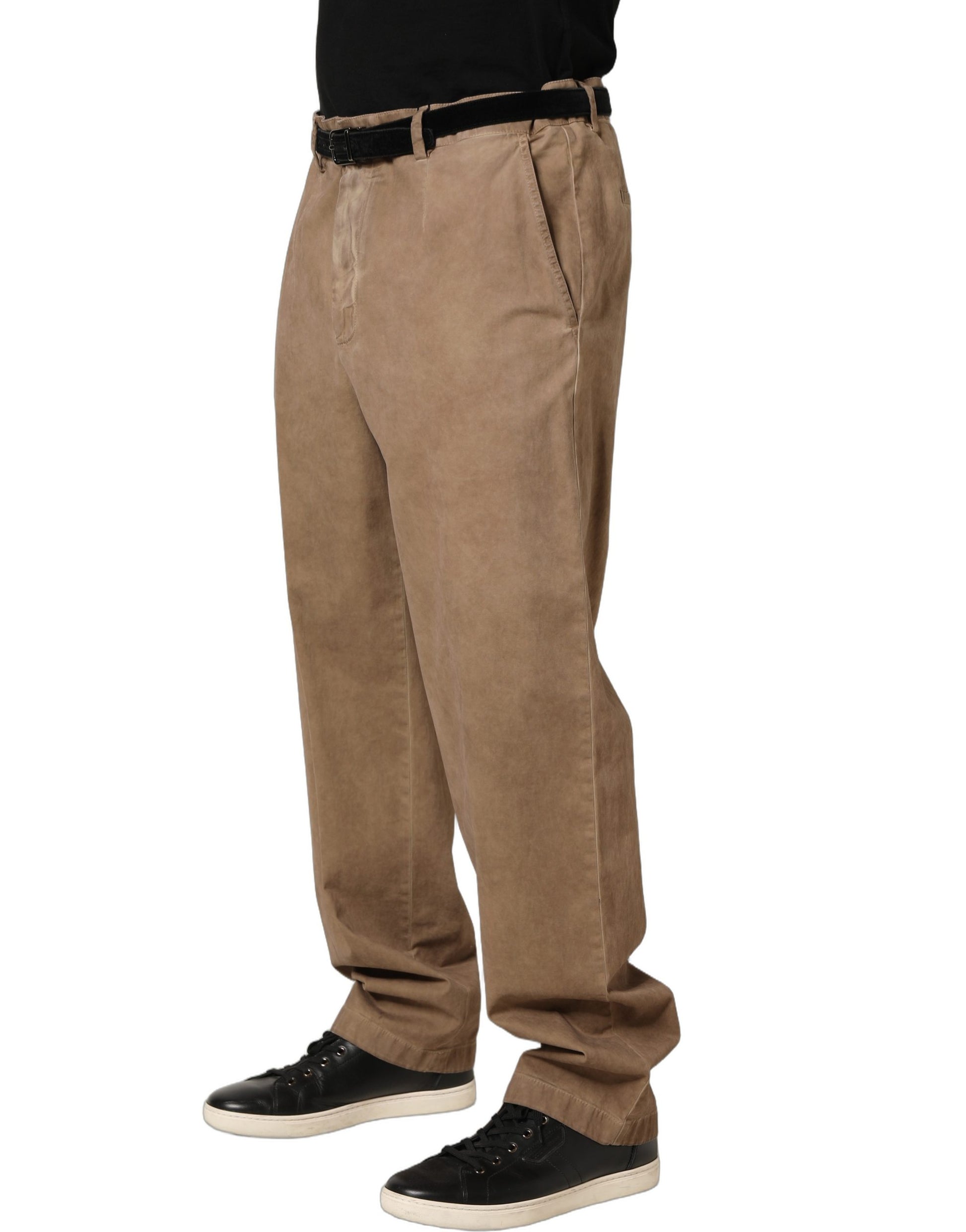 Pantalon homme coupe droite en coton beige Domenico Tagliente