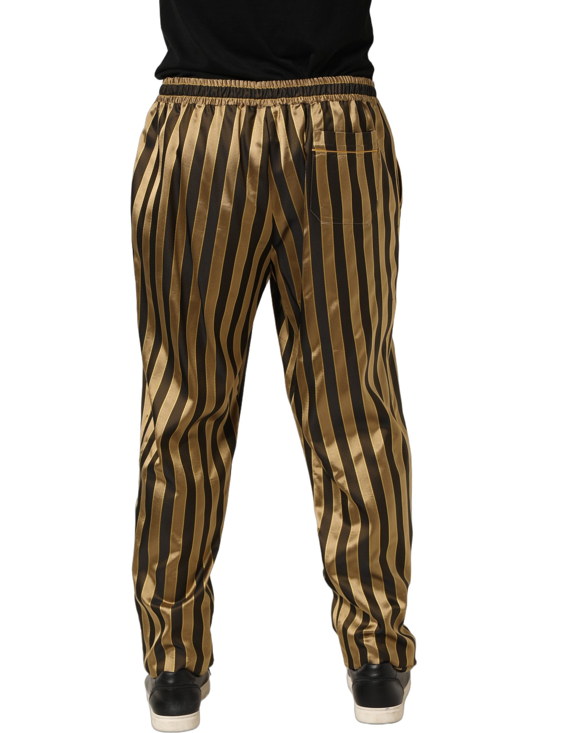 Pantalon Dolce & Gabbana en satin fuselé à rayures noires et dorées