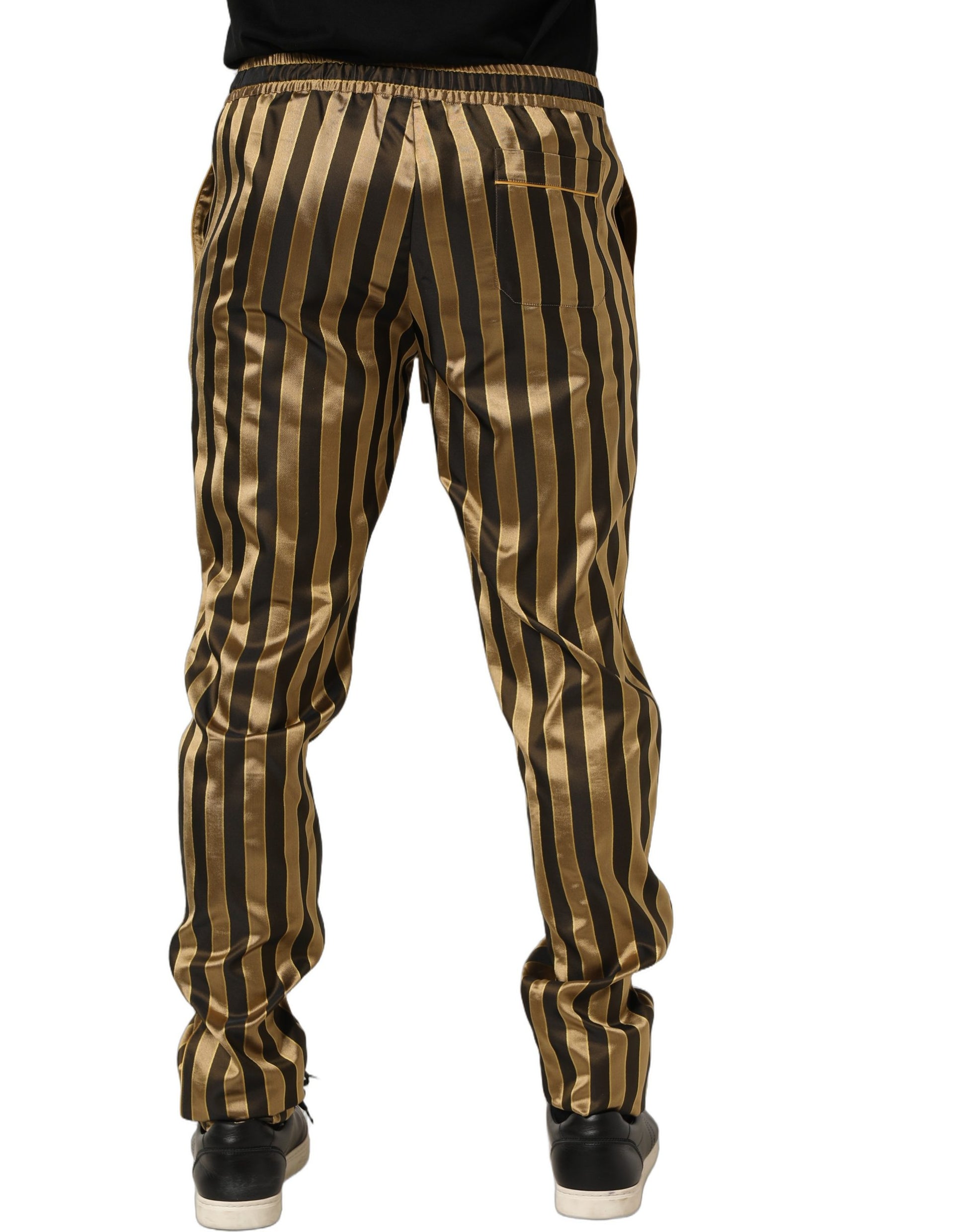 Pantalon fuselé homme Dolce & Gabbana en satin rayé or et noir
