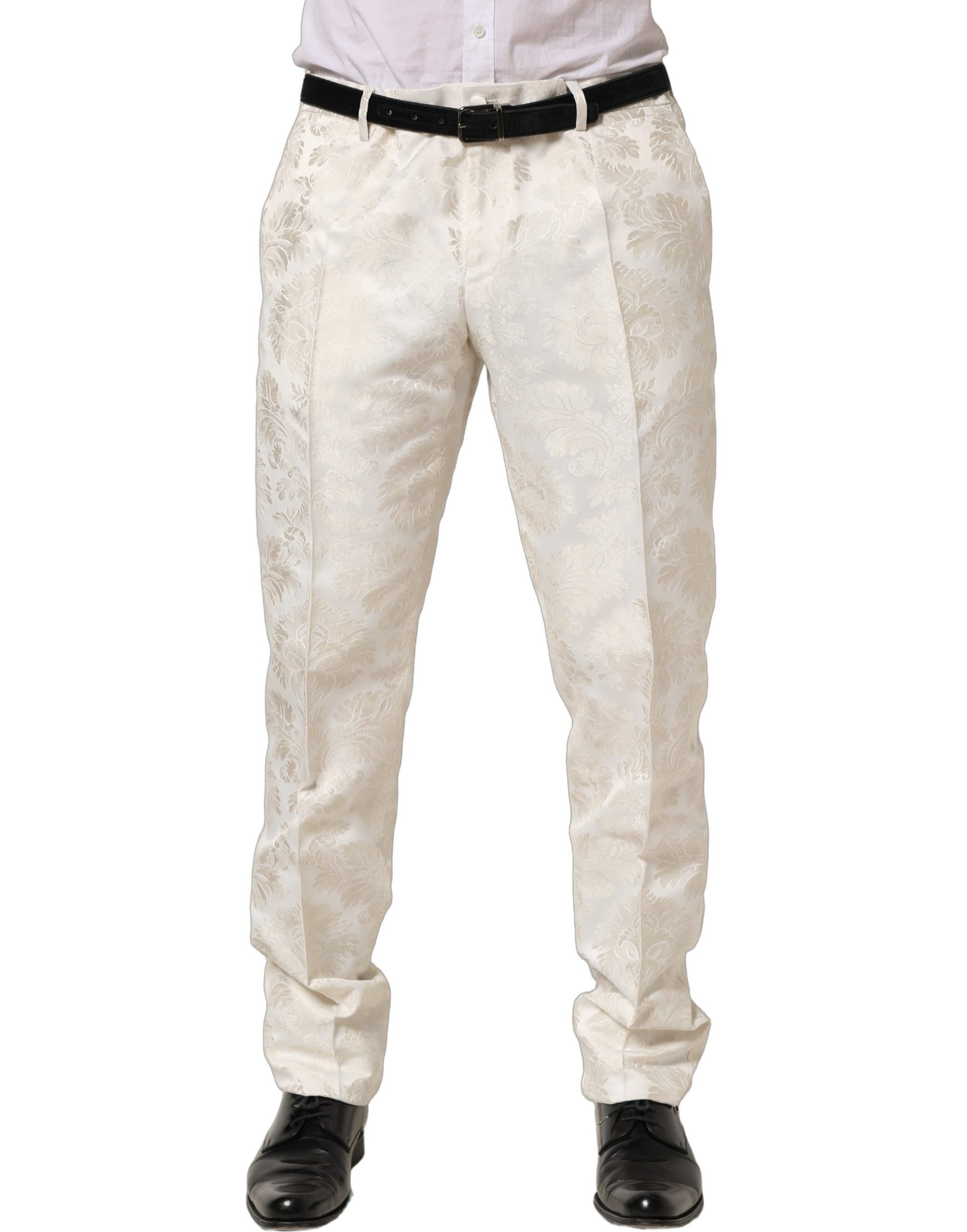 Pantalon de costume formel Dolce & Gabbana blanc floral pour homme