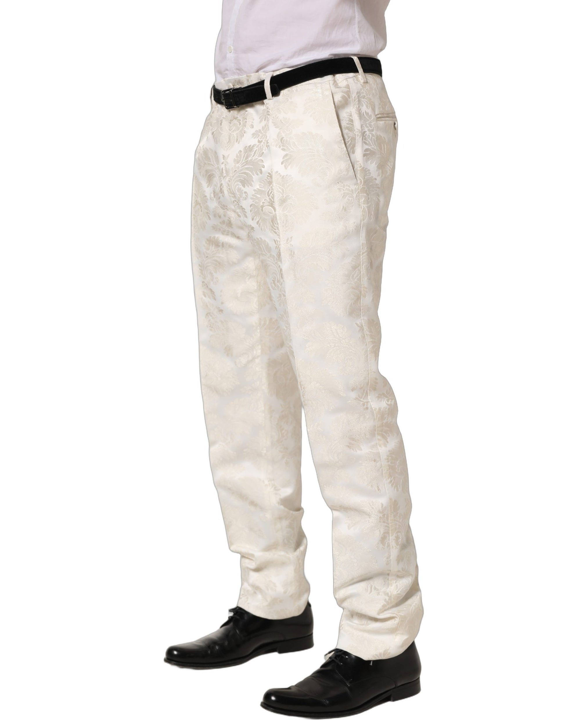 Pantalon de costume formel Dolce & Gabbana blanc floral pour homme