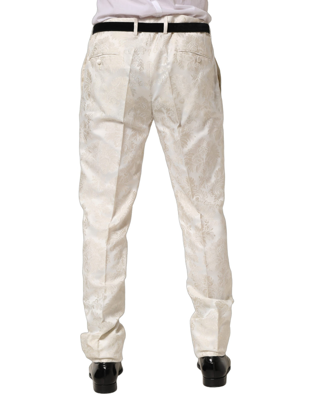 Pantalon de costume formel Dolce & Gabbana blanc floral pour homme
