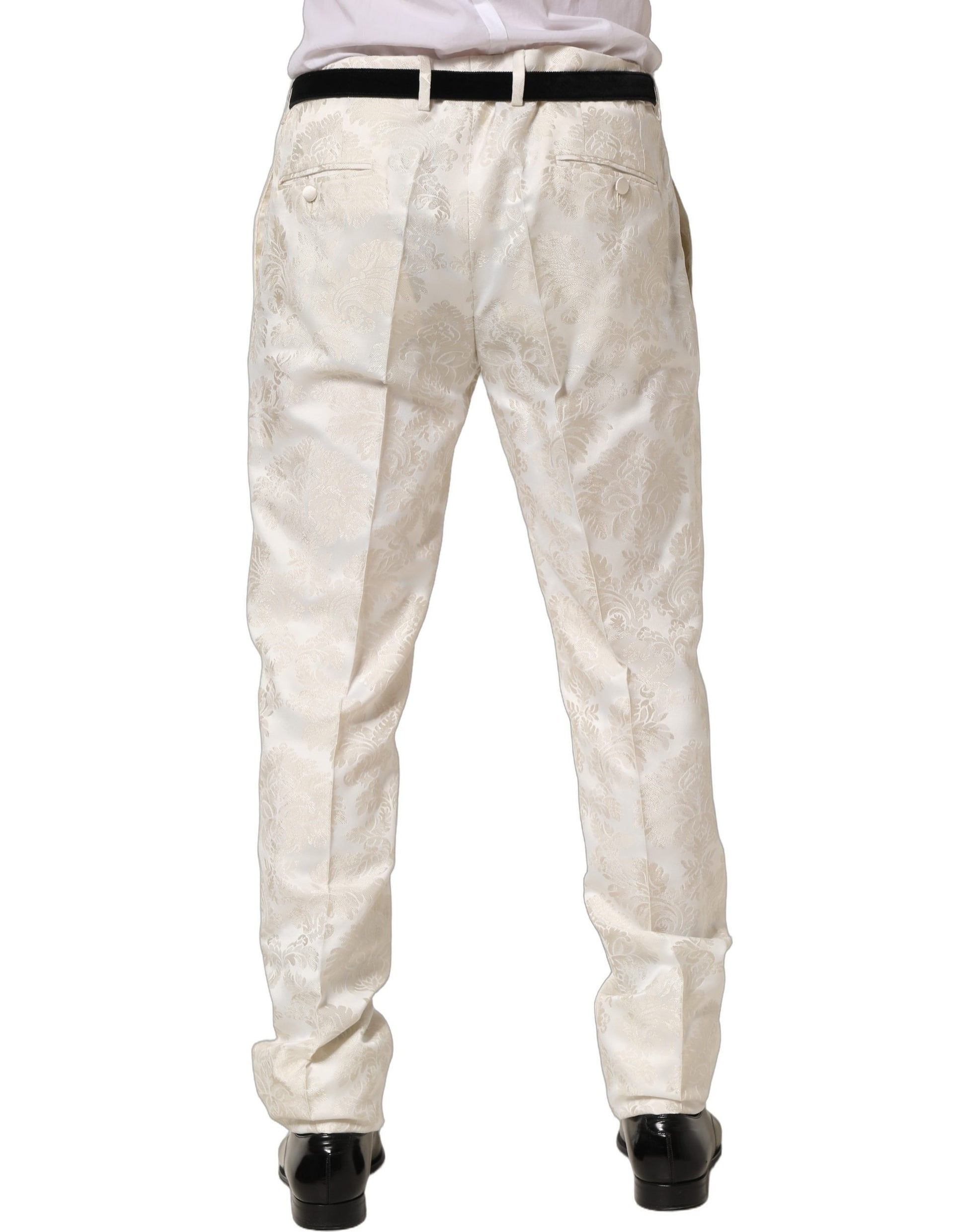 Pantalon de costume formel Dolce & Gabbana blanc floral pour homme