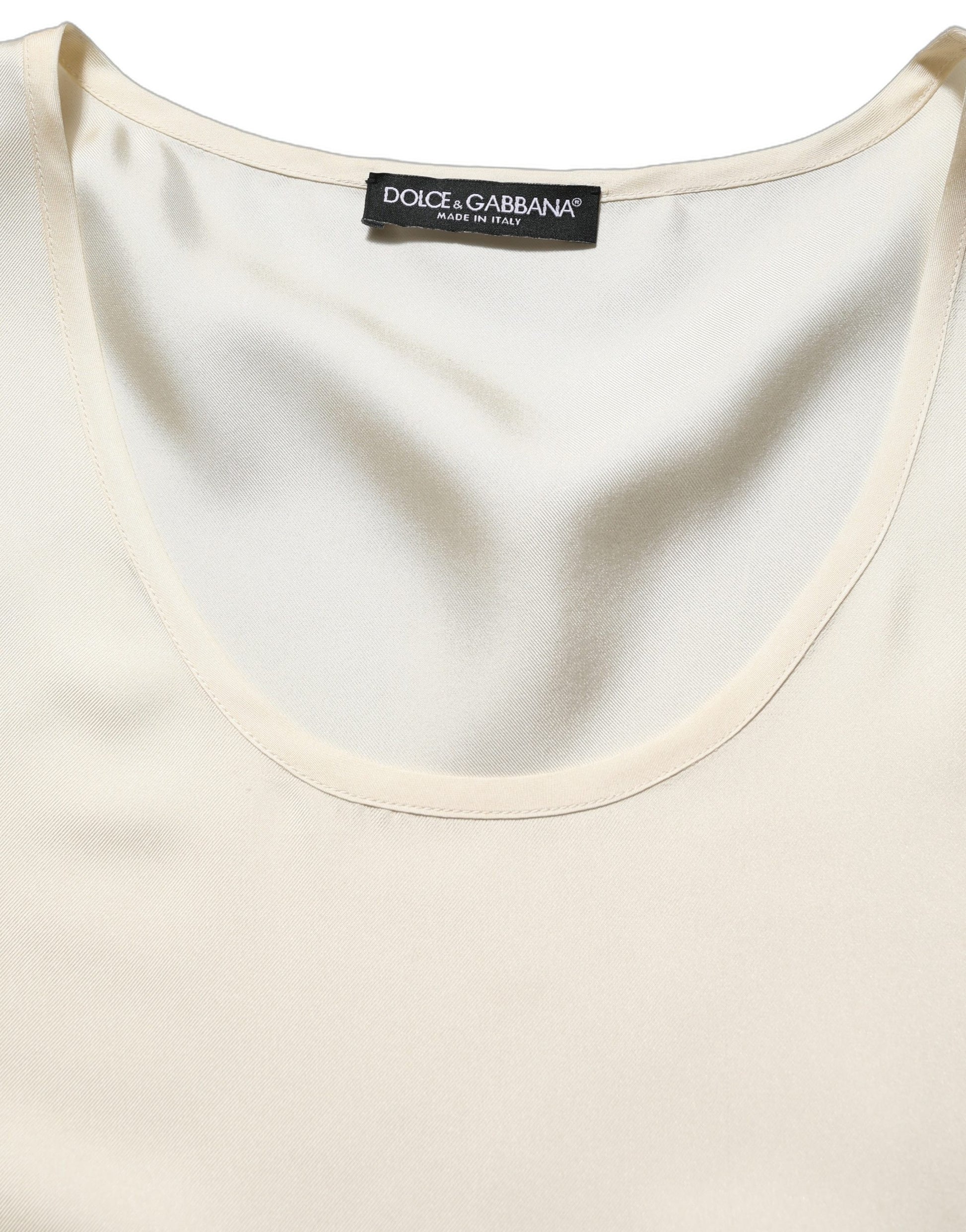 Débardeur sans manches en soie blanc cassé Dolce & Gabbana