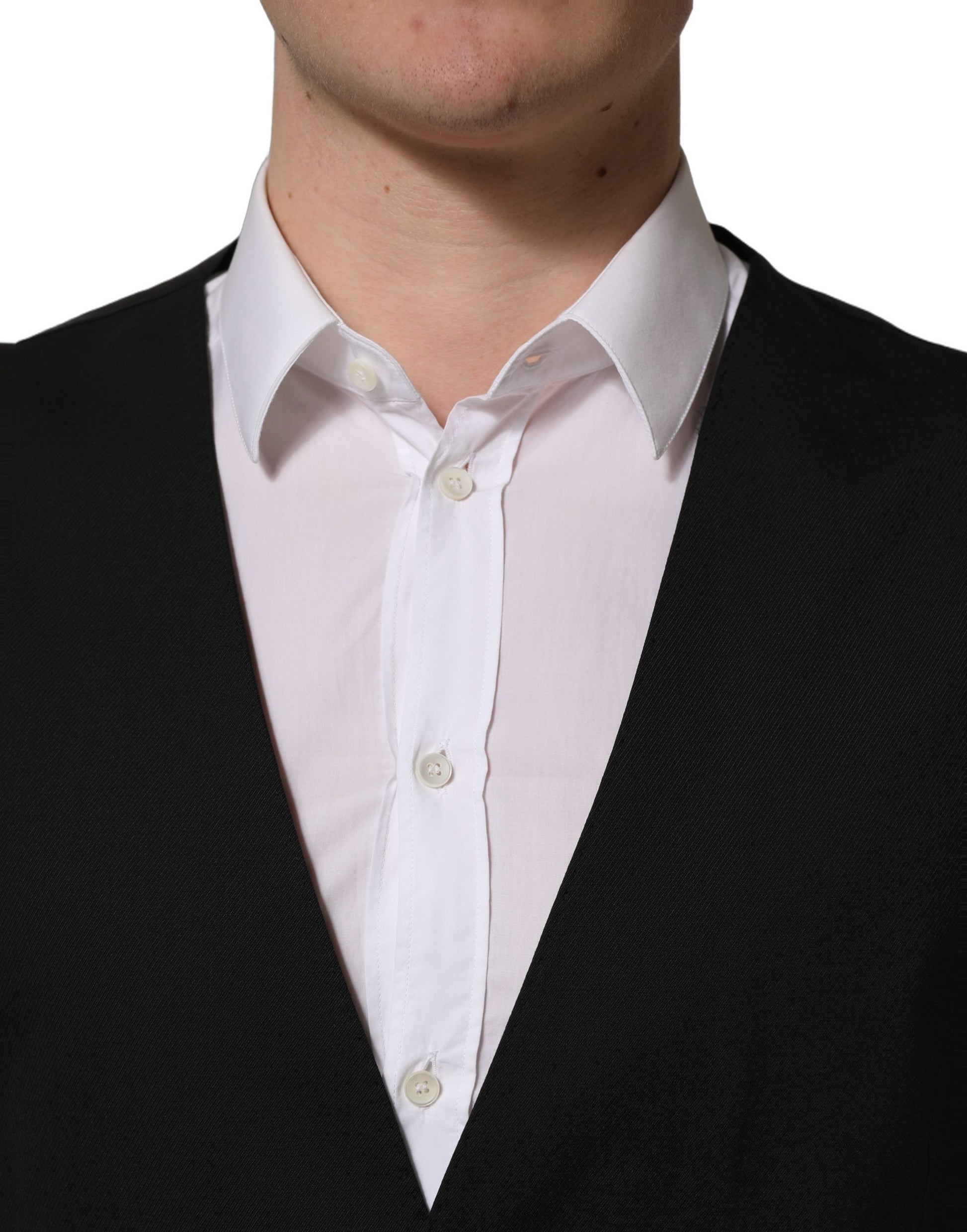 Dolce & Gabbana Black Single Breasted Men Waistcoat Vest