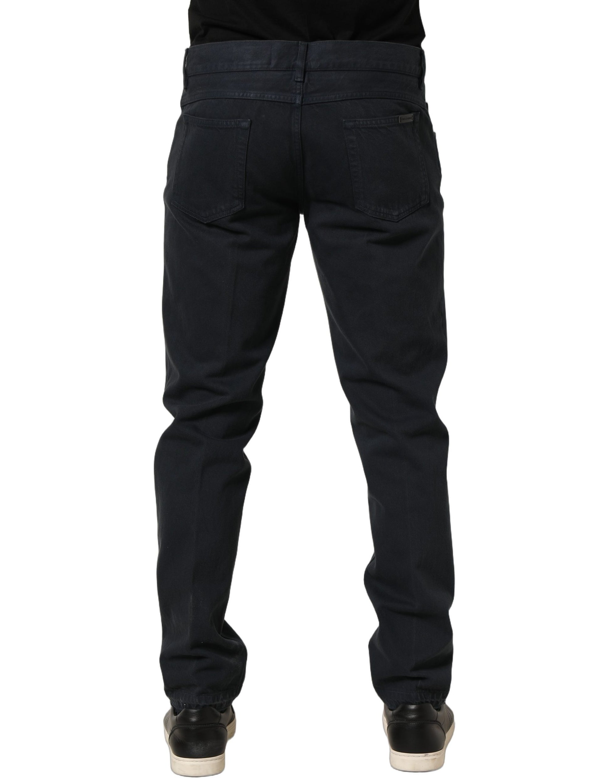 Jean en denim skinny taille mi-haute en coton noir Dolce & Gabbana pour homme