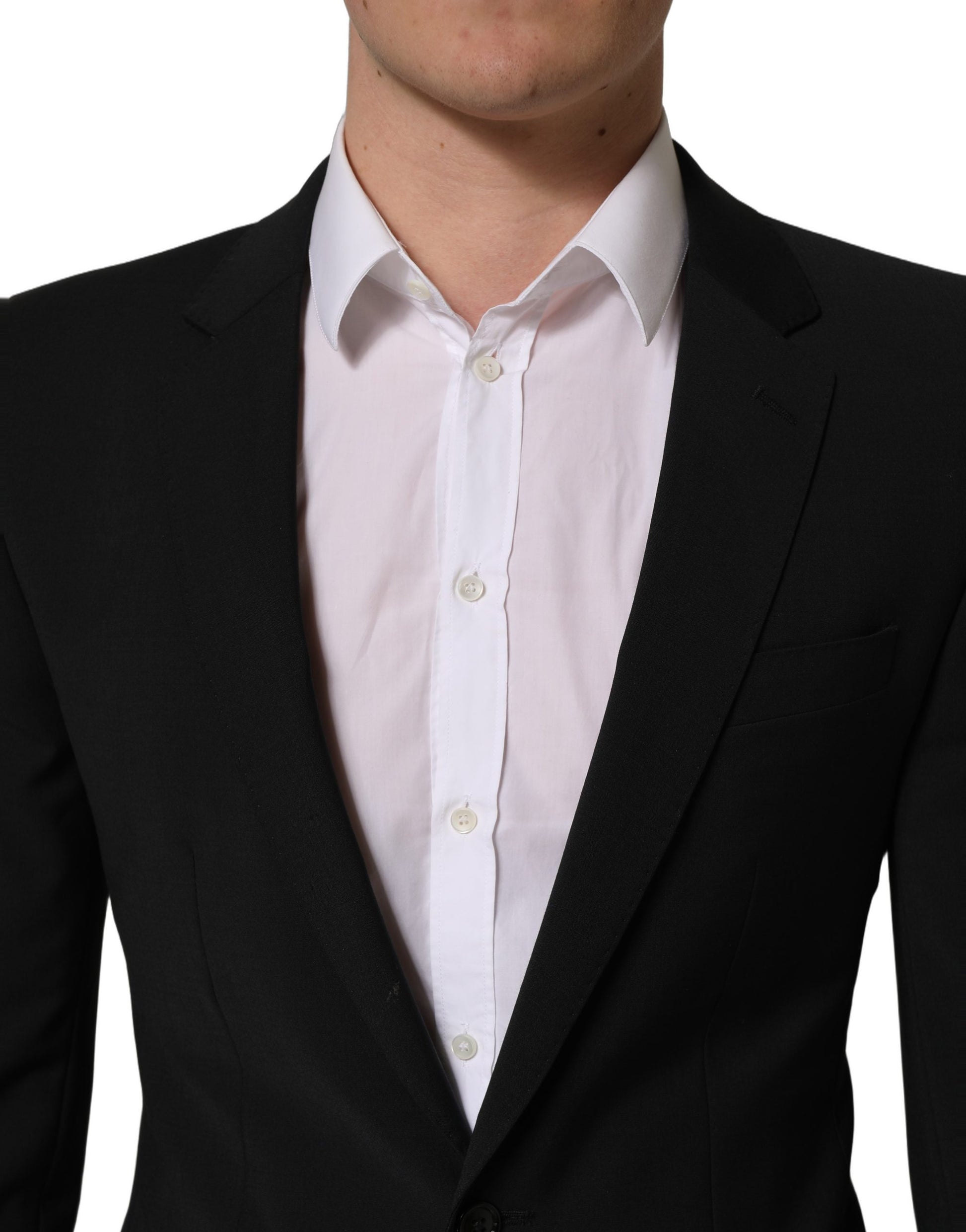 Costume deux pièces Dolce & Gabbana en laine noire coupe slim pour homme