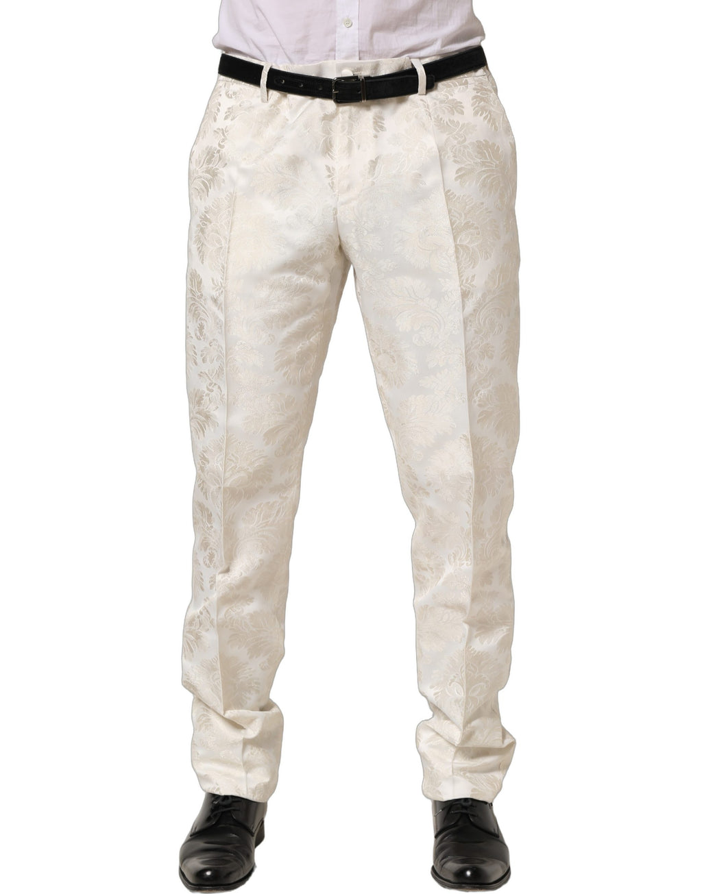 Pantalon de costume formel Dolce & Gabbana blanc floral pour homme