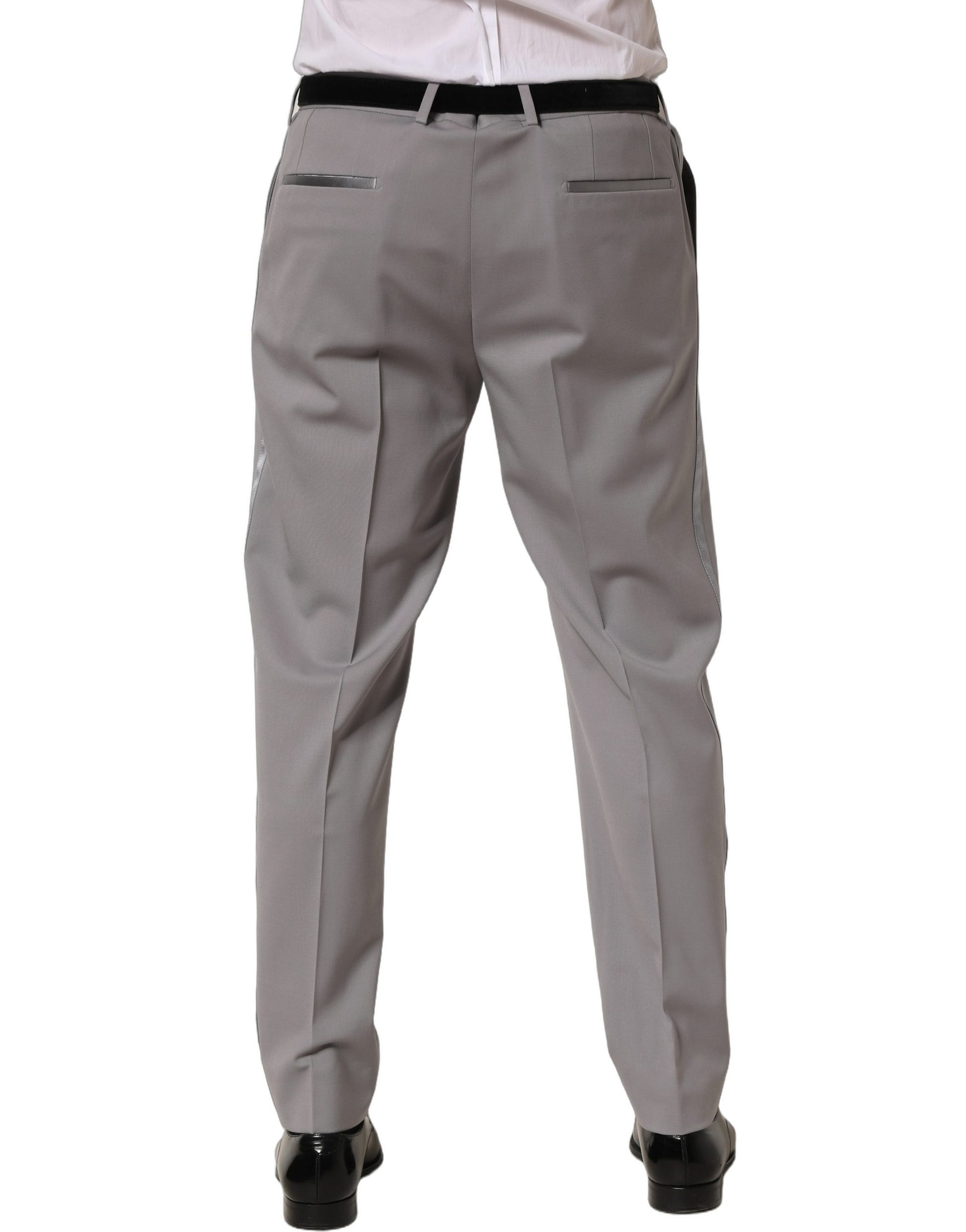 Dolce & Gabbana Gray Wool Tapered Men Dress Trouser Pants
