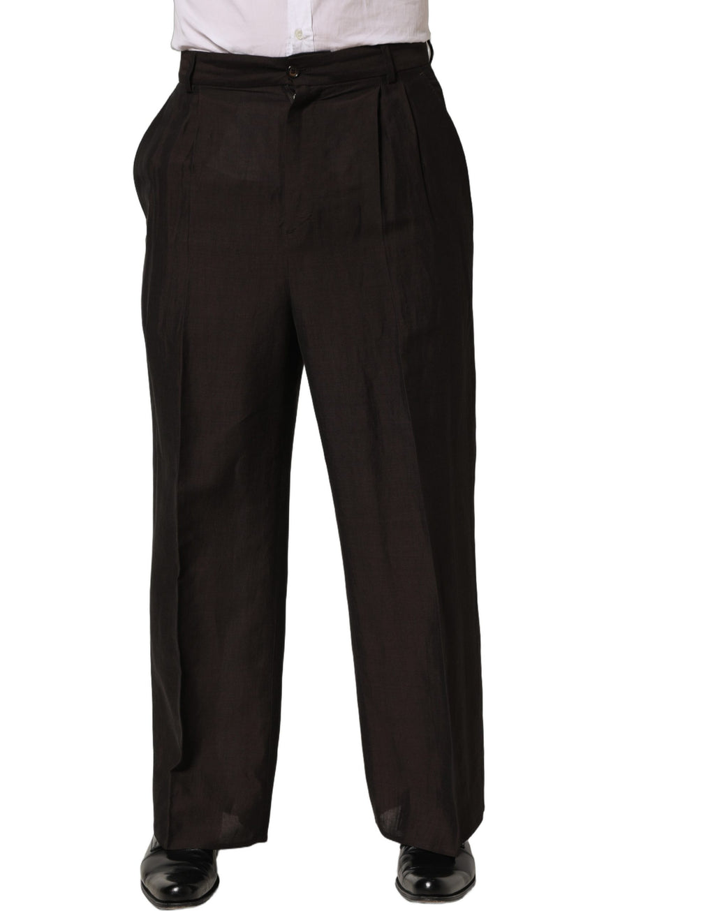 Pantalon droit de costume Dolce & Gabbana en lin marron pour homme