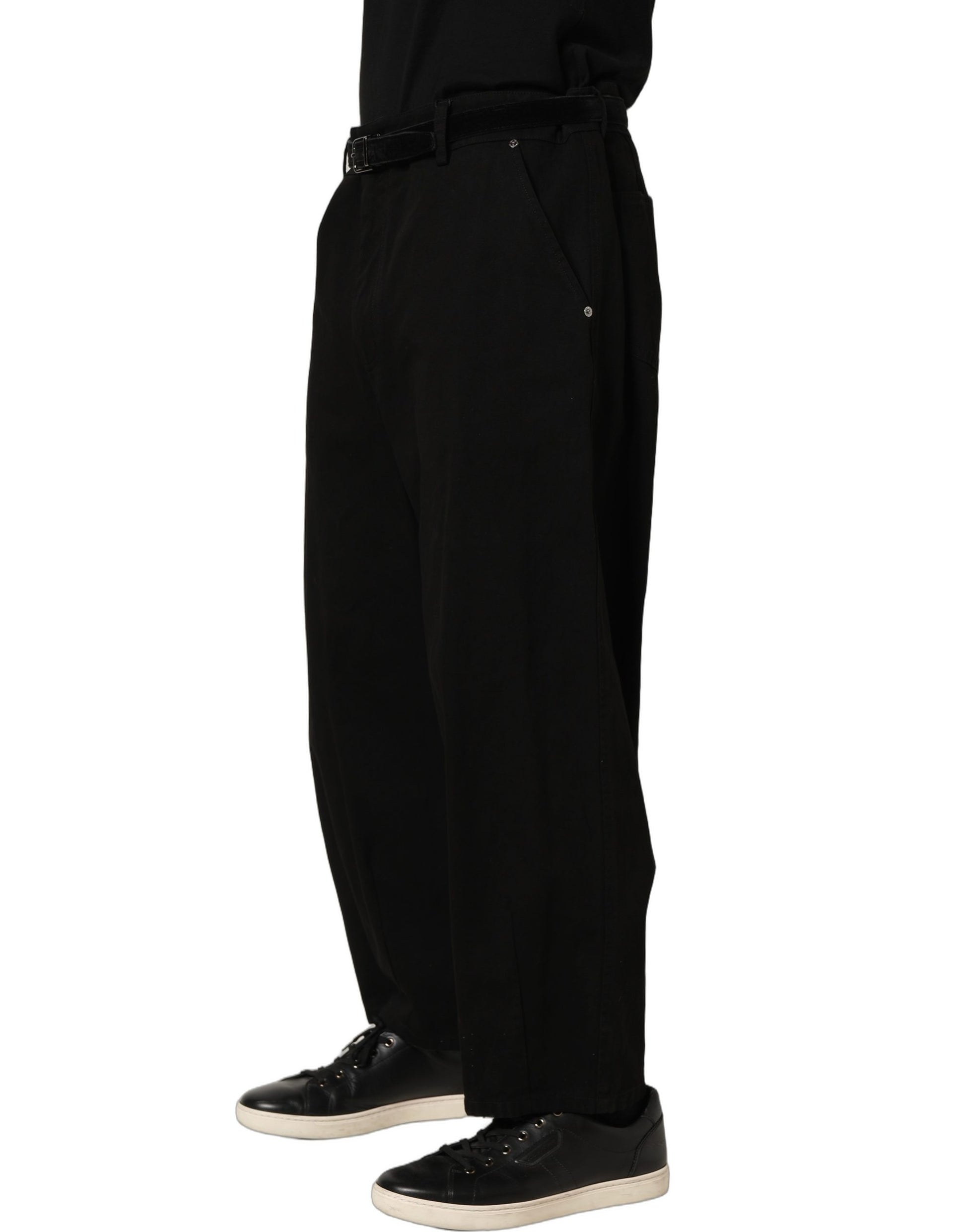 Pantalon droit taille mi-haute pour homme Dolce & Gabbana noir