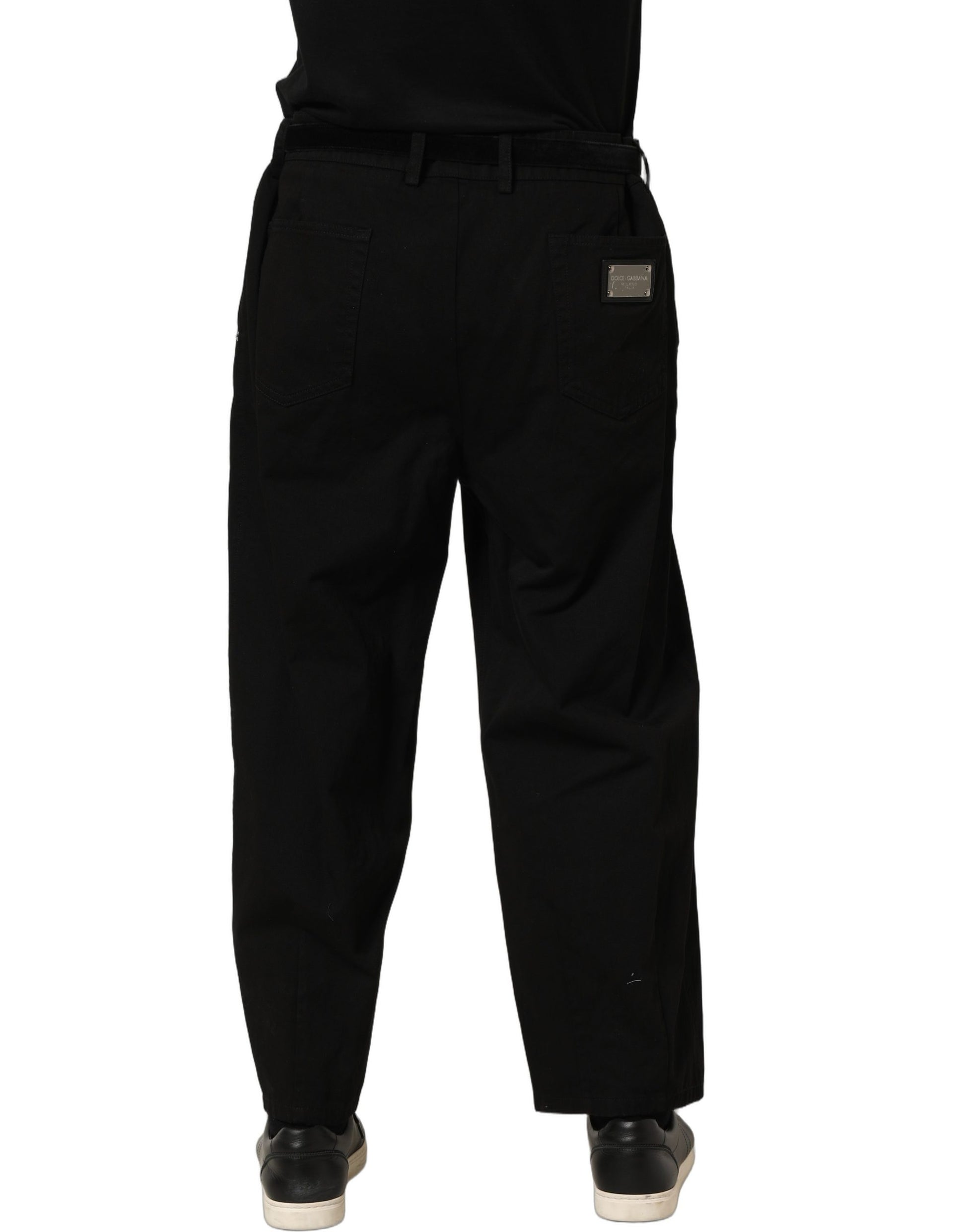 Pantalon droit taille mi-haute pour homme Dolce & Gabbana noir