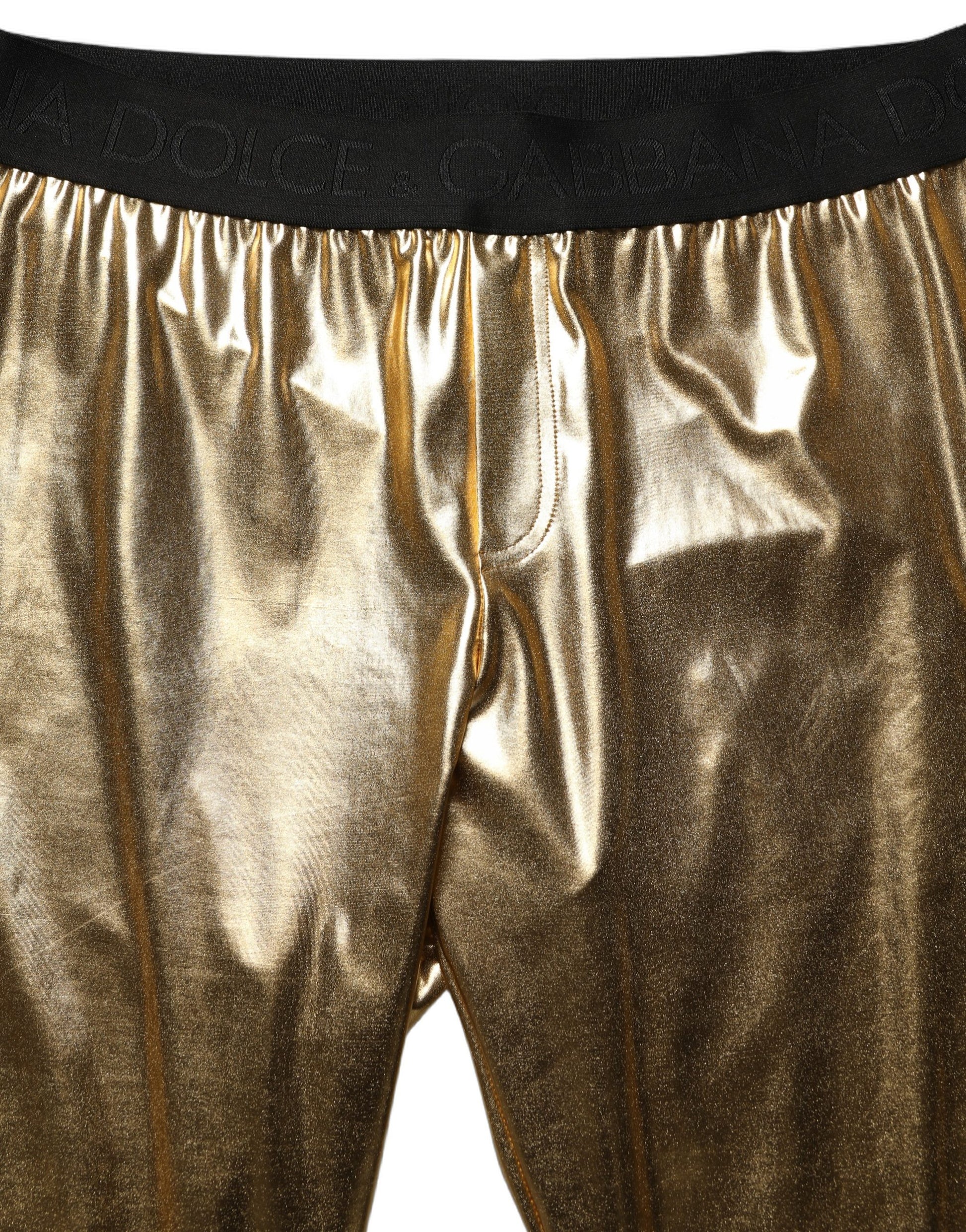 Pantalon slim Dolce & Gabbana en polyester doré métallisé